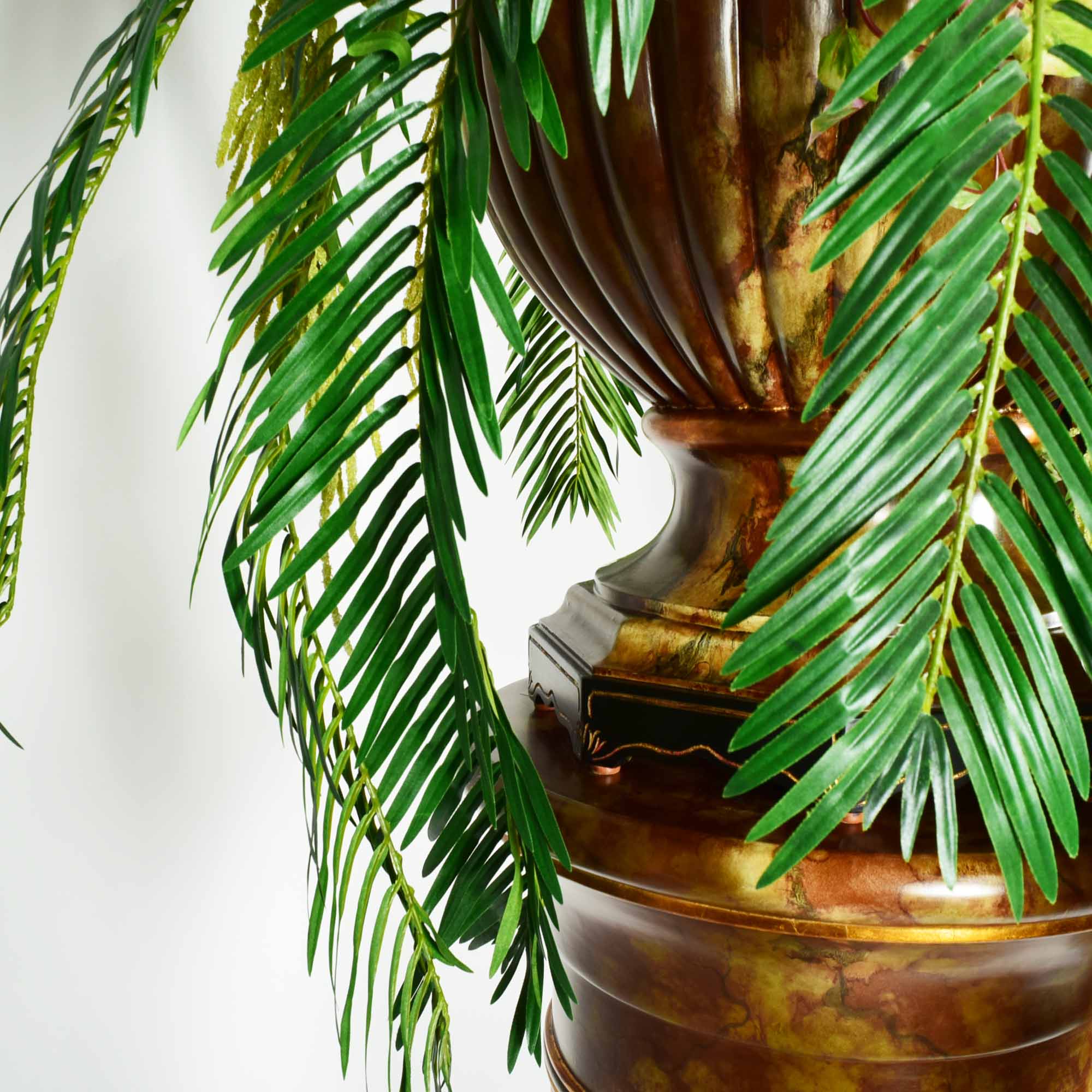 Molded Resin Pot with Fern and Mixed Bouquet
