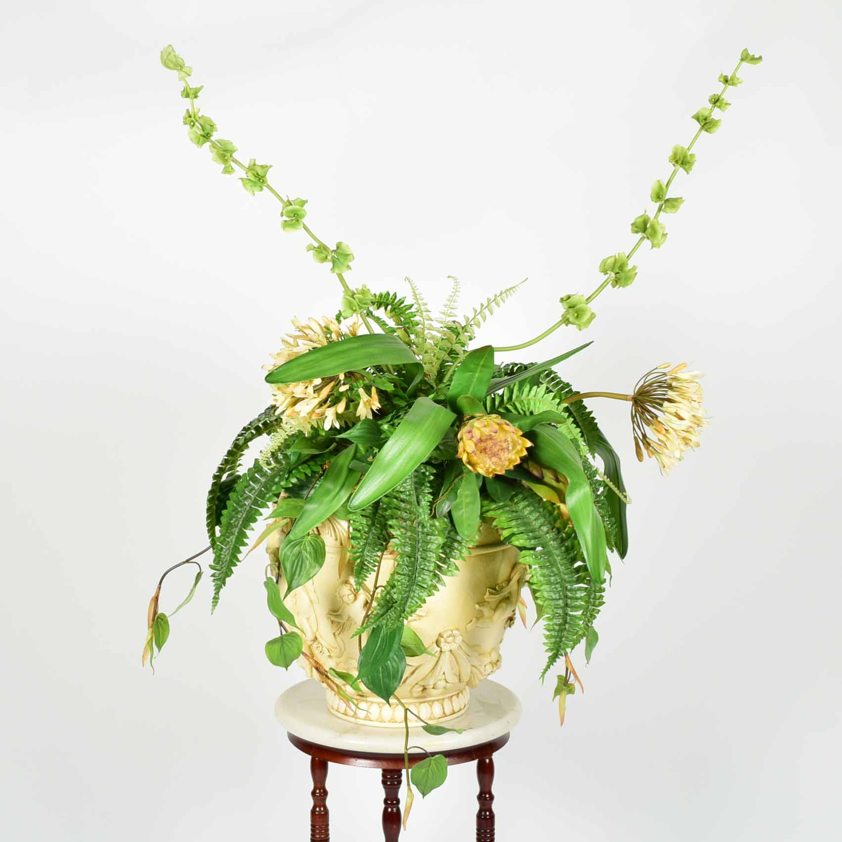 Italian Style Resin Planter with Fern and Flora