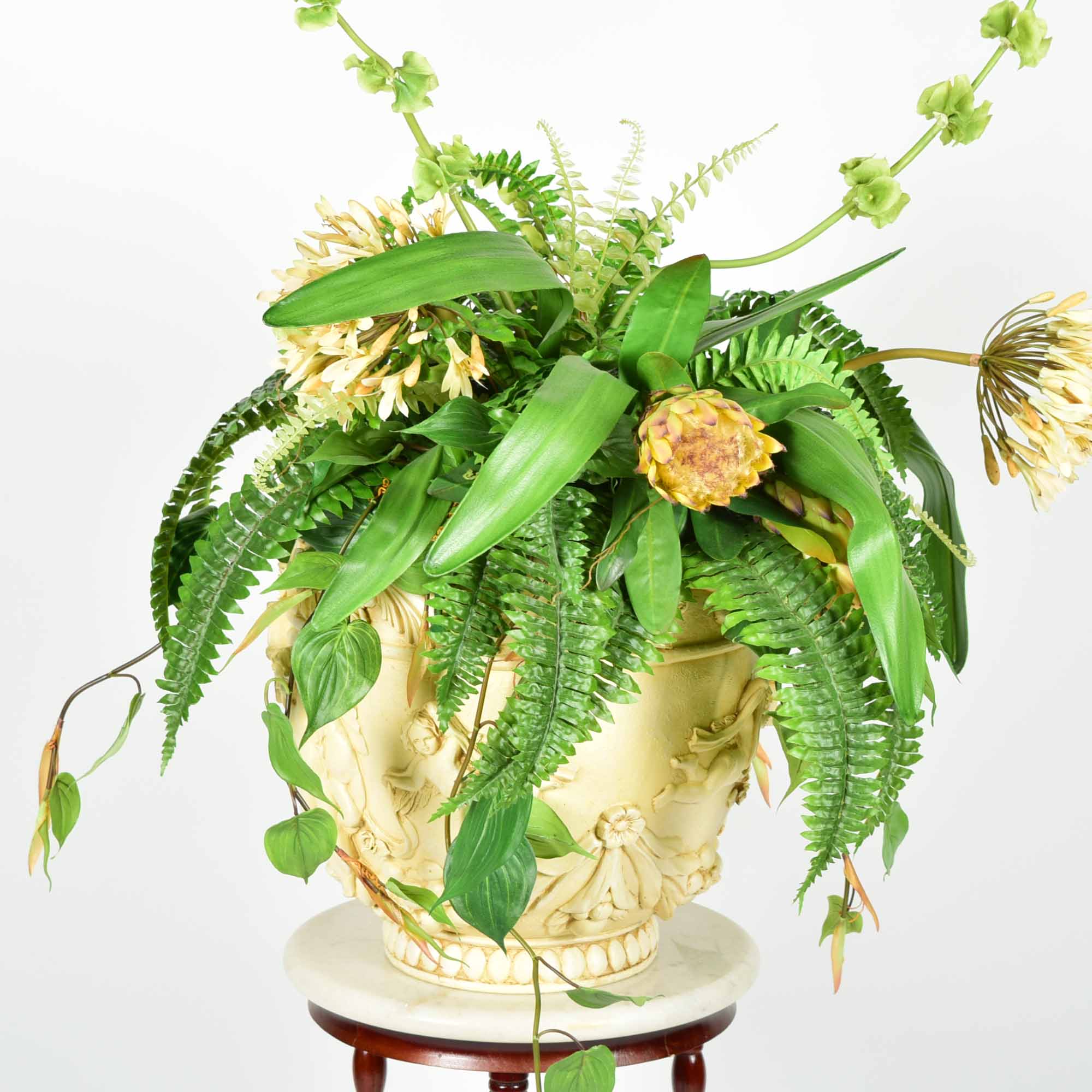 Italian Style Resin Planter with Fern and Flora