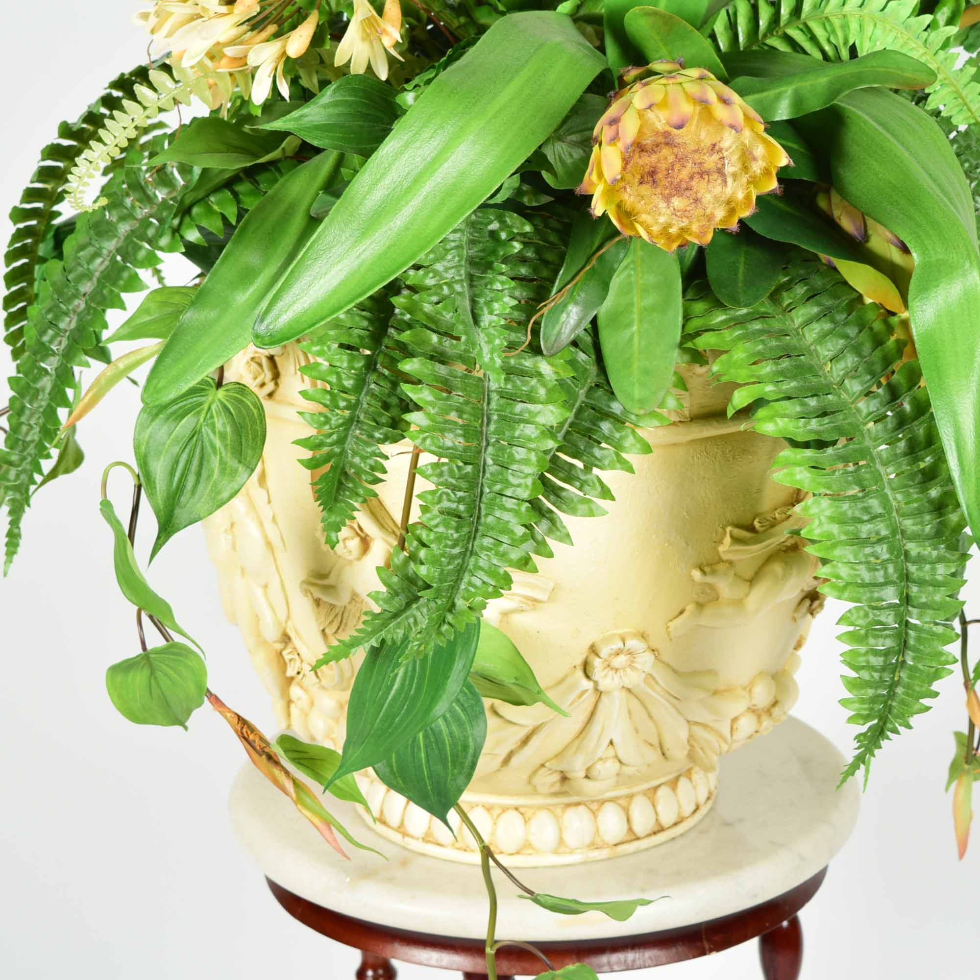 Italian Style Resin Planter with Fern and Flora