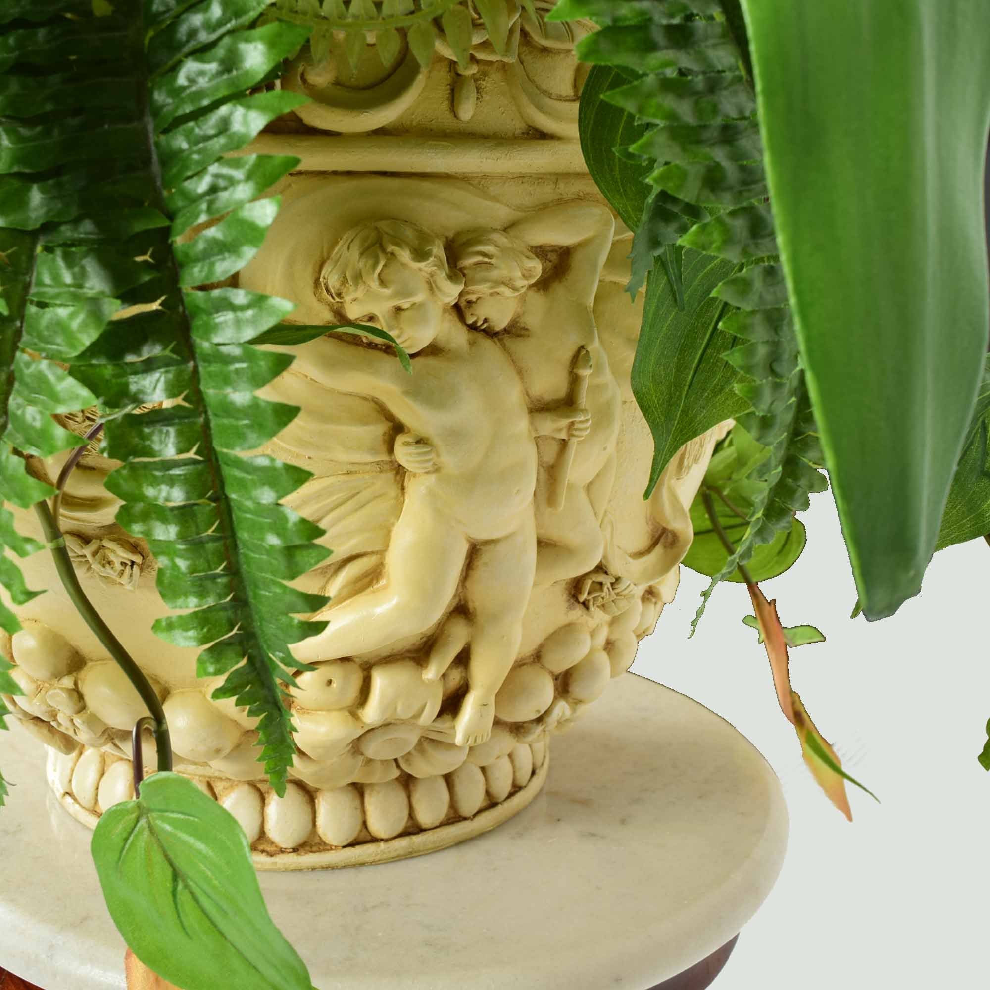 Italian Style Resin Planter with Fern and Flora