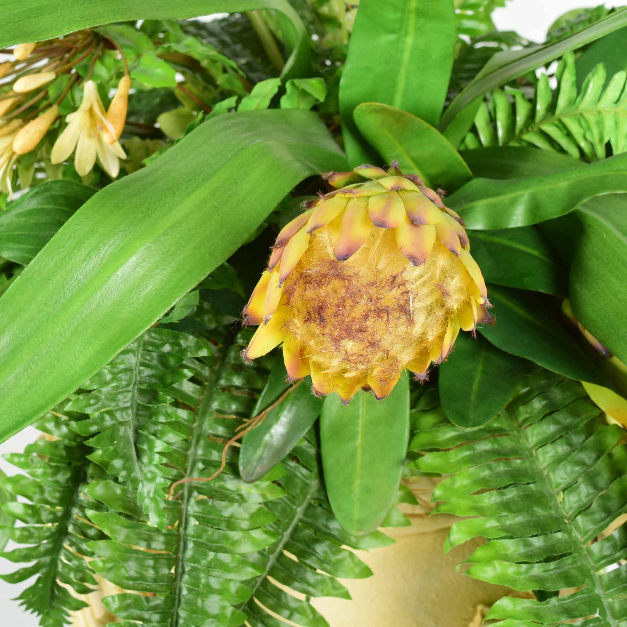 Italian Style Resin Planter with Fern and Flora