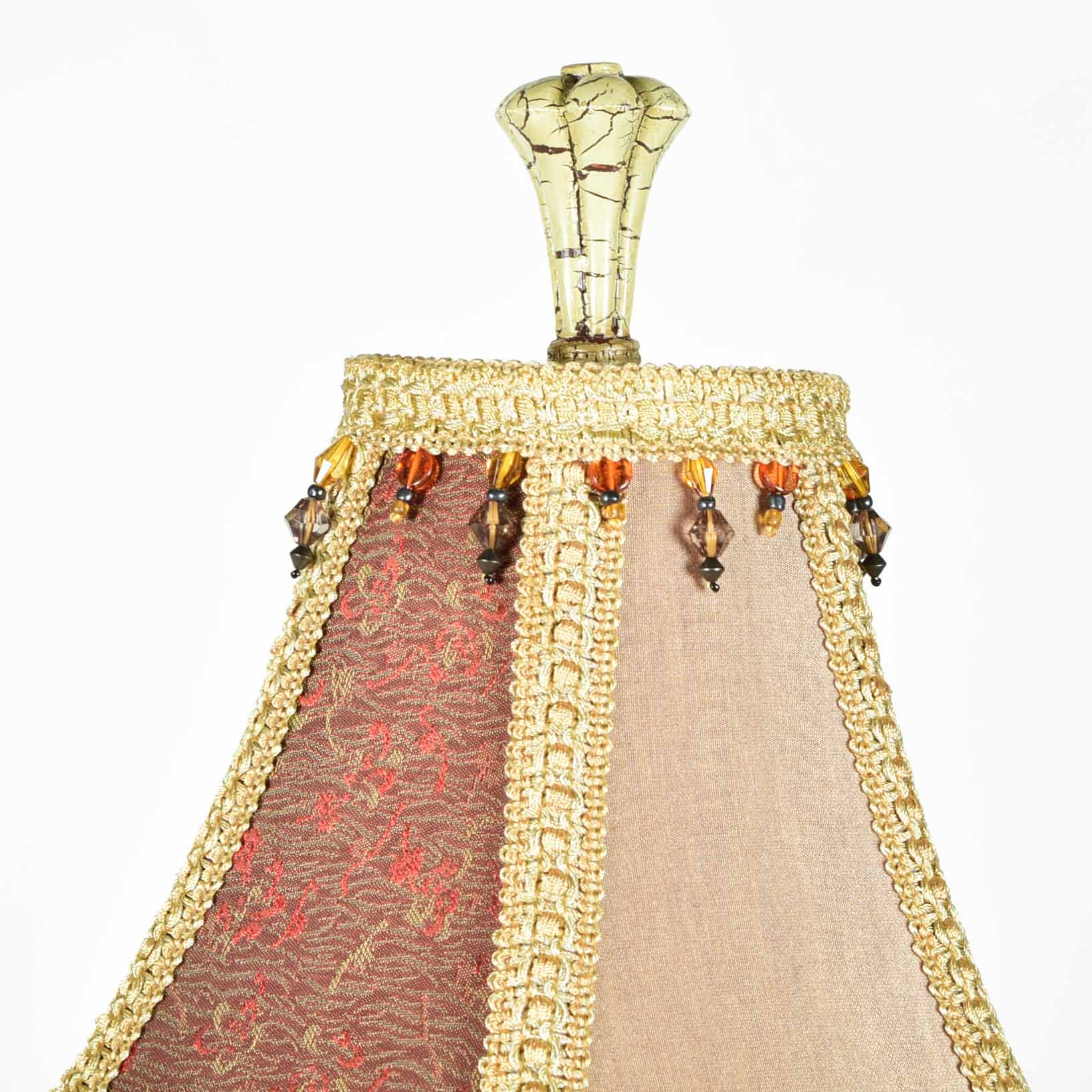 Metal Urn Rococo Style Table Lamp with Feathered Shade
