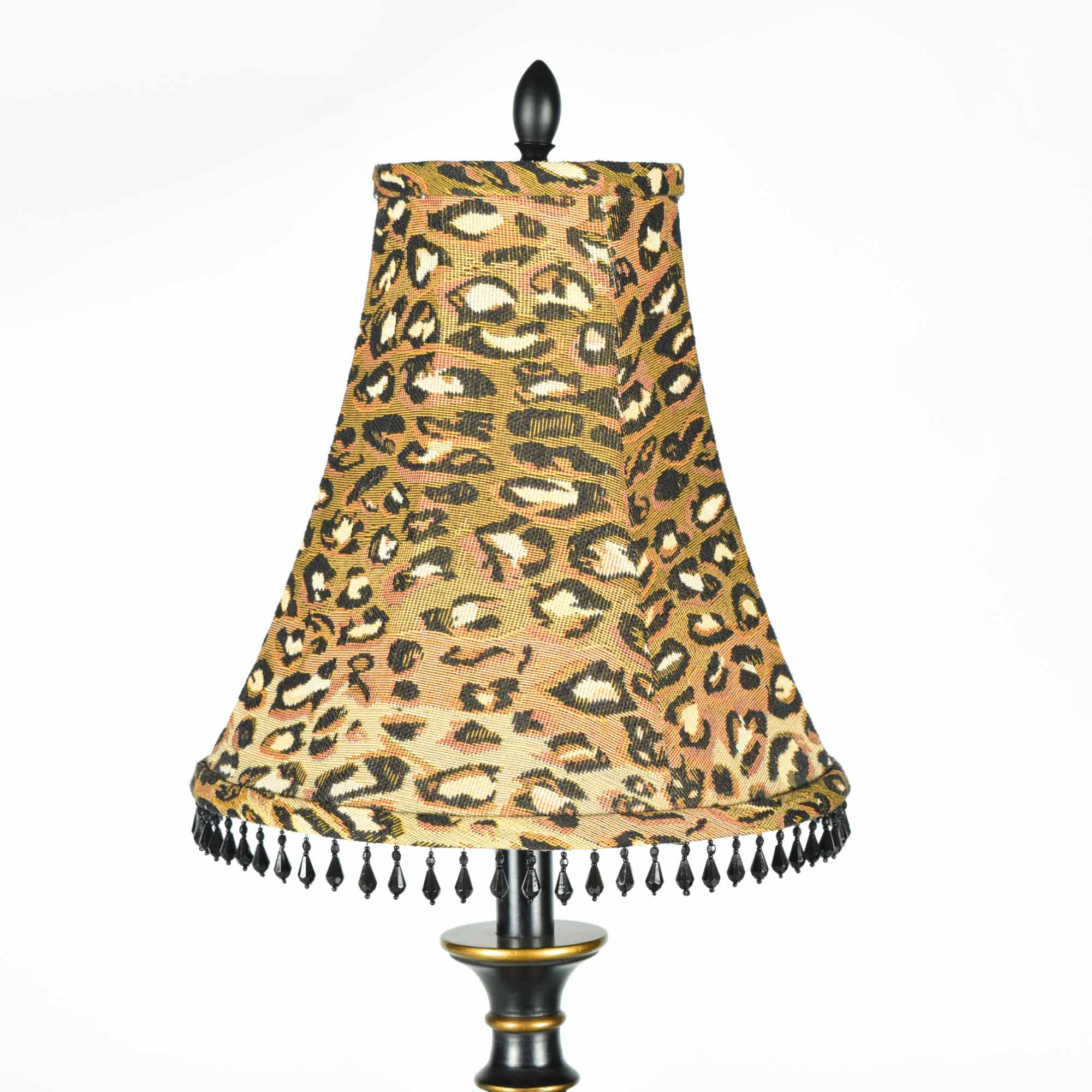 Spiral Buffet Lamp with Leopard Shade