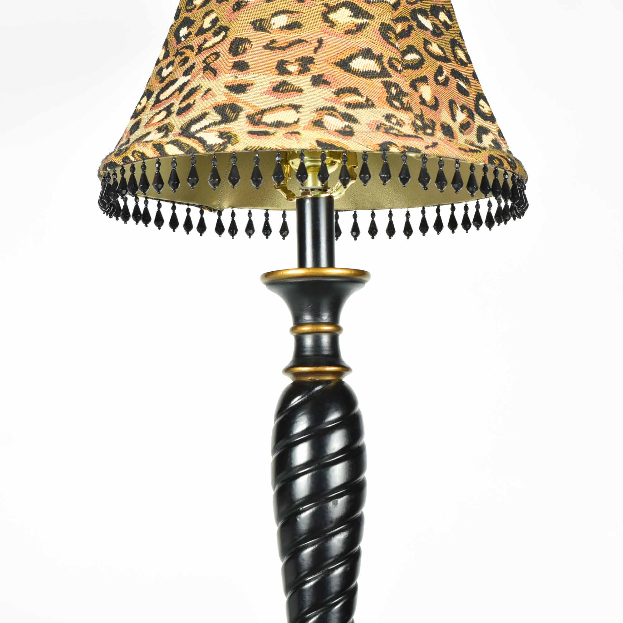 Spiral Buffet Lamp with Leopard Shade