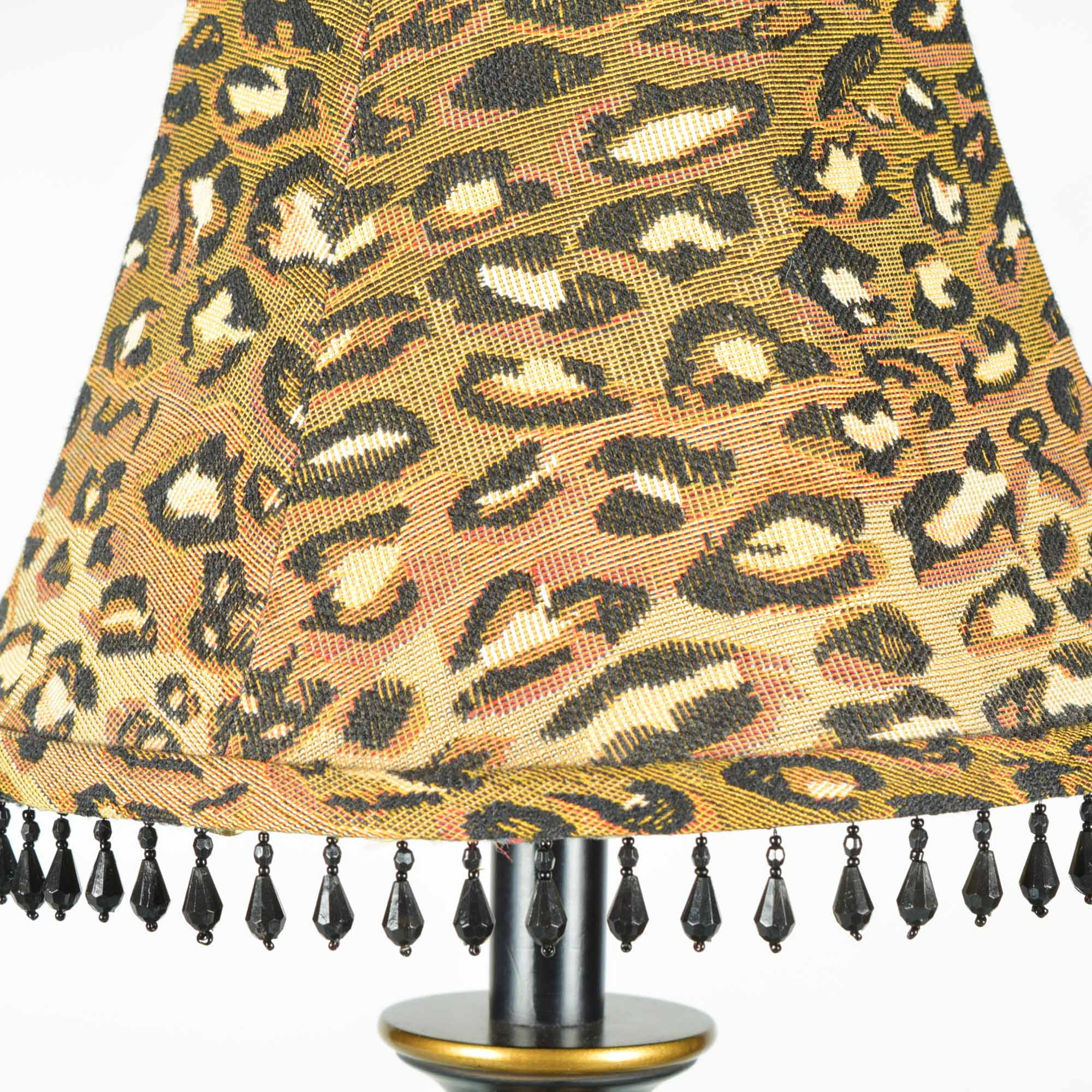 Spiral Buffet Lamp with Leopard Shade