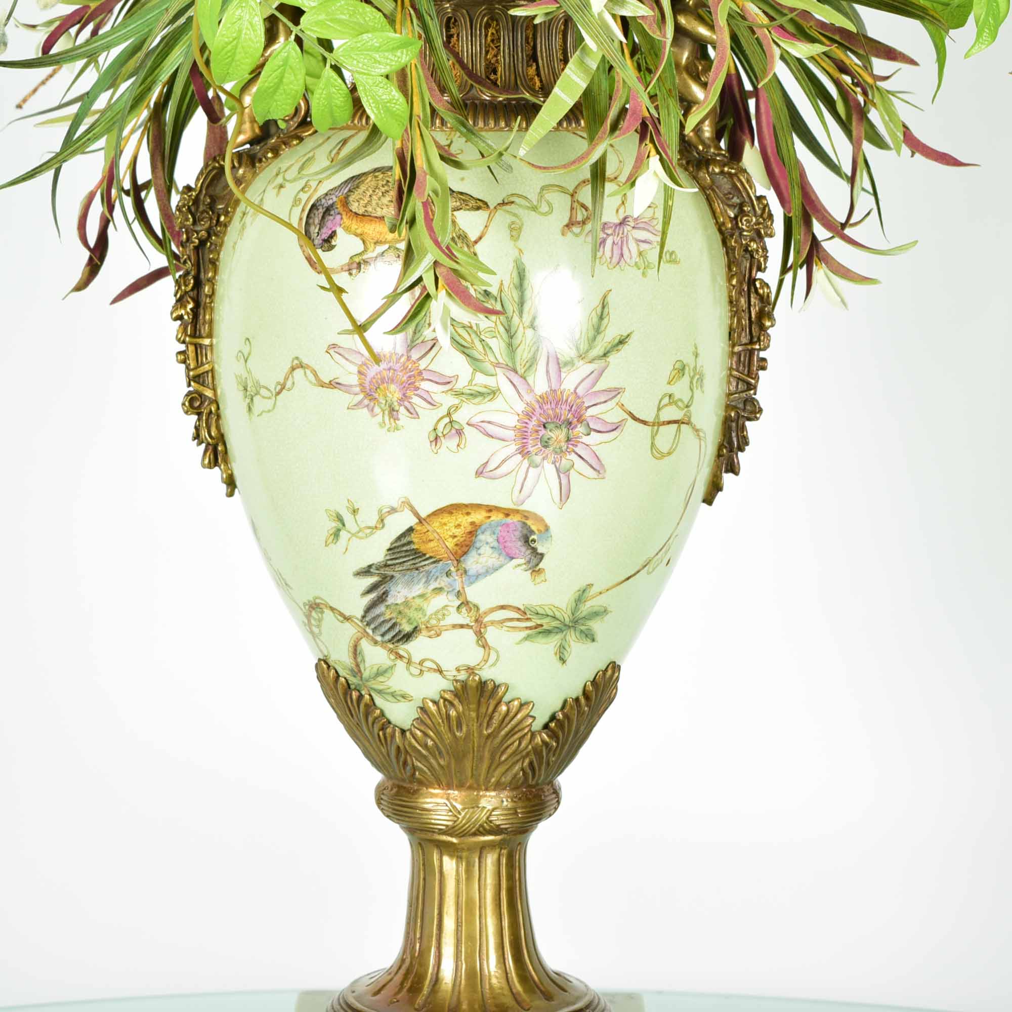 Mark Roberts Ornate Hand-Painted Urn Vase with Faux Floral Arrangement