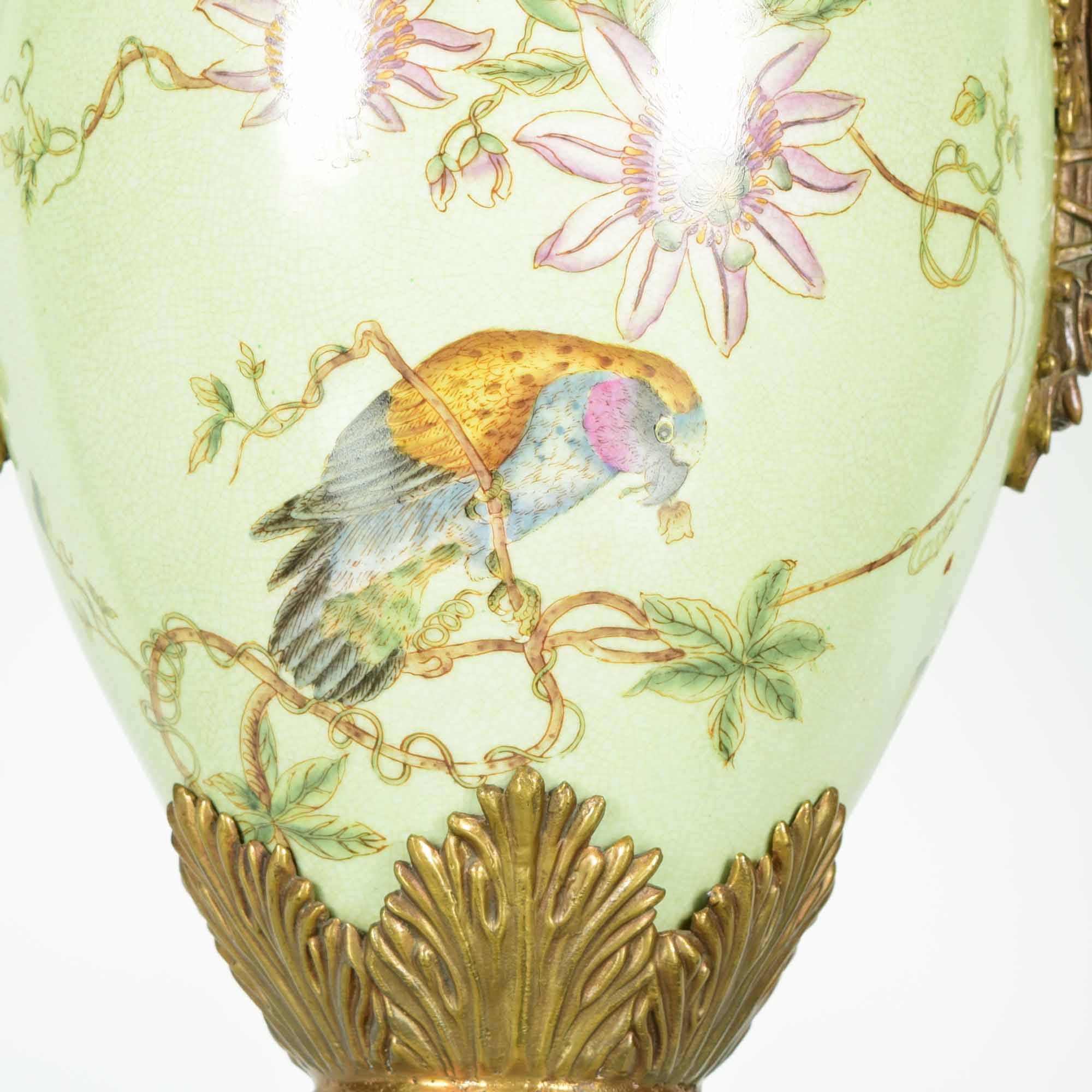 Mark Roberts Ornate Hand-Painted Urn Vase with Faux Floral Arrangement