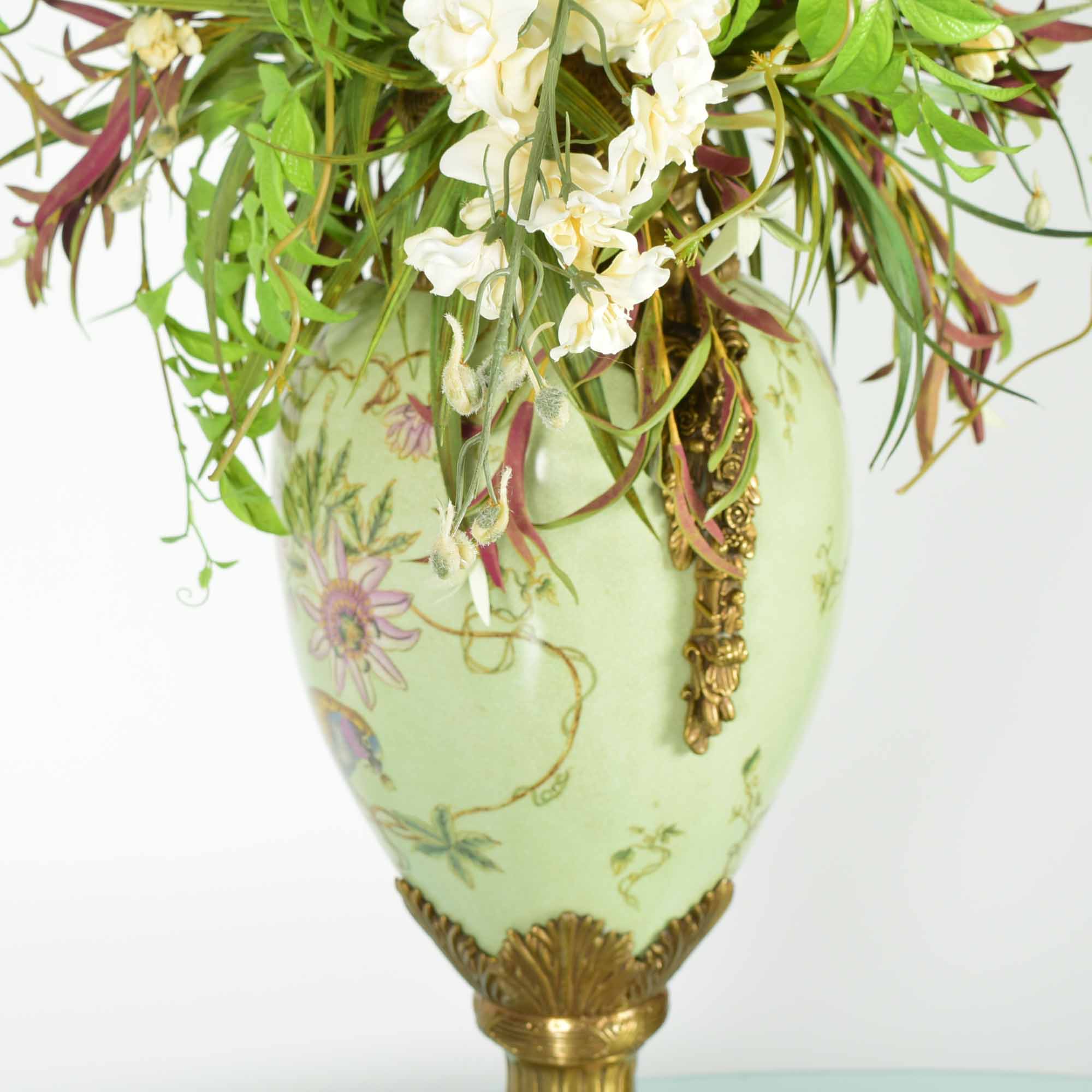 Mark Roberts Ornate Hand-Painted Urn Vase with Faux Floral Arrangement