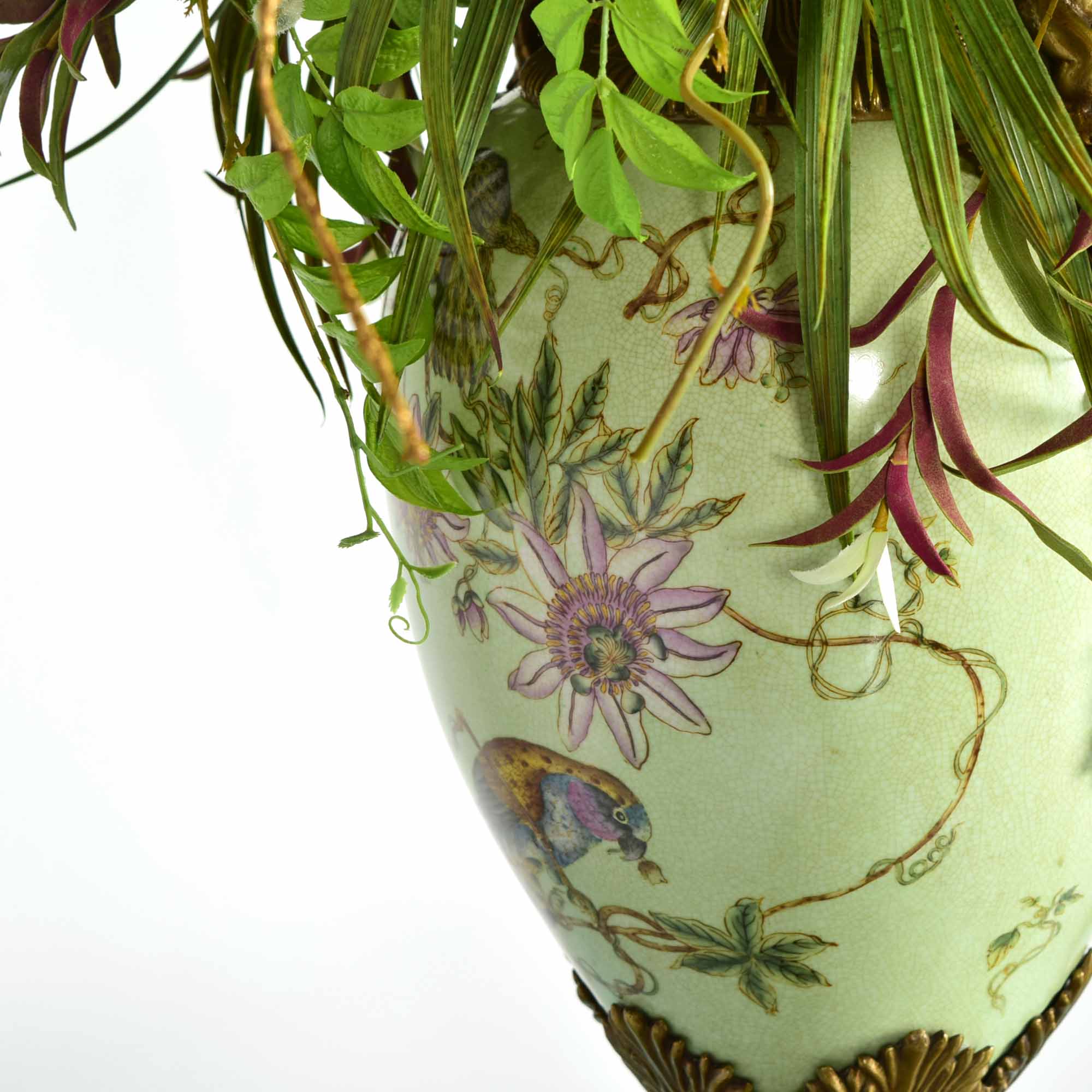 Mark Roberts Ornate Hand-Painted Urn Vase with Faux Floral Arrangement