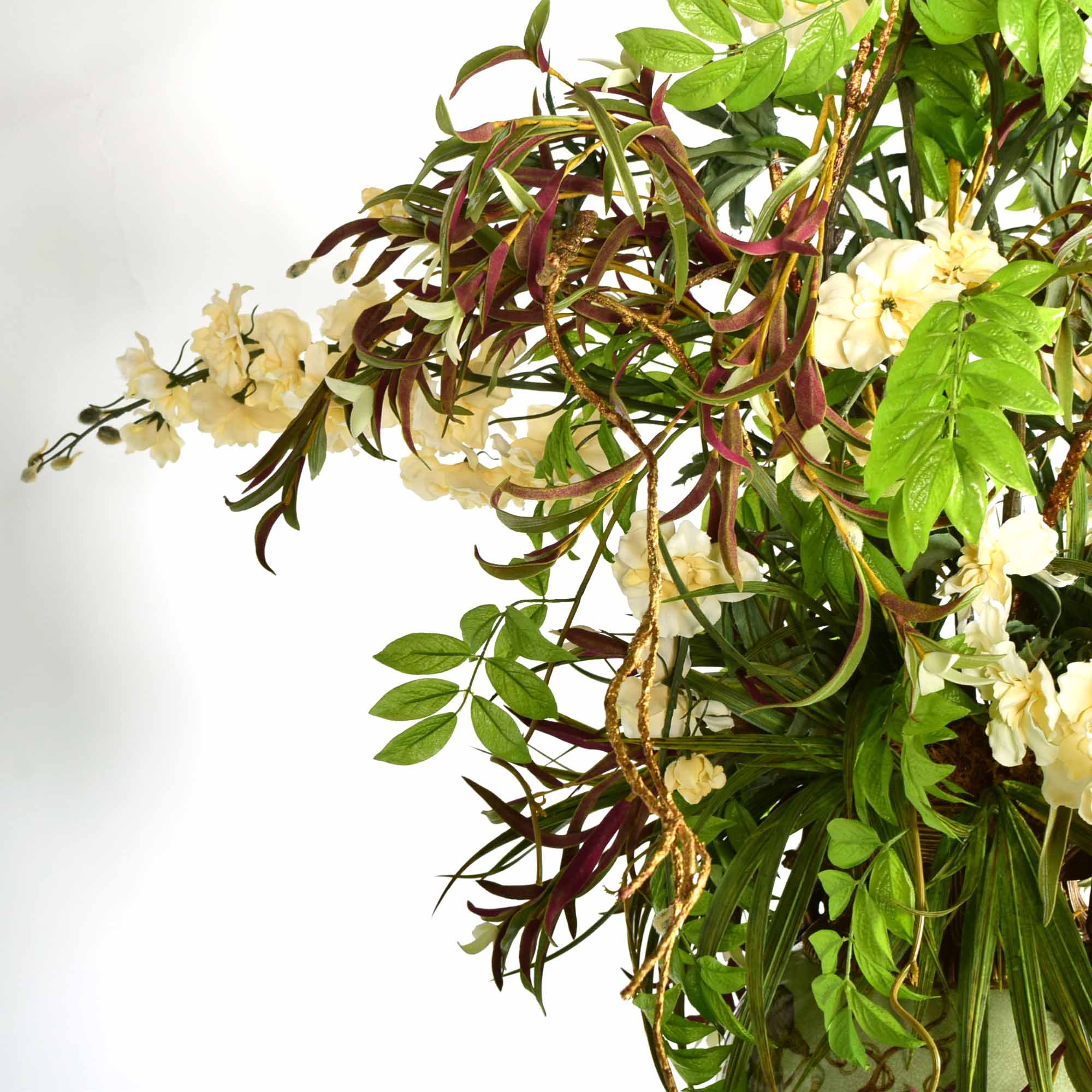 Mark Roberts Ornate Hand-Painted Urn Vase with Faux Floral Arrangement