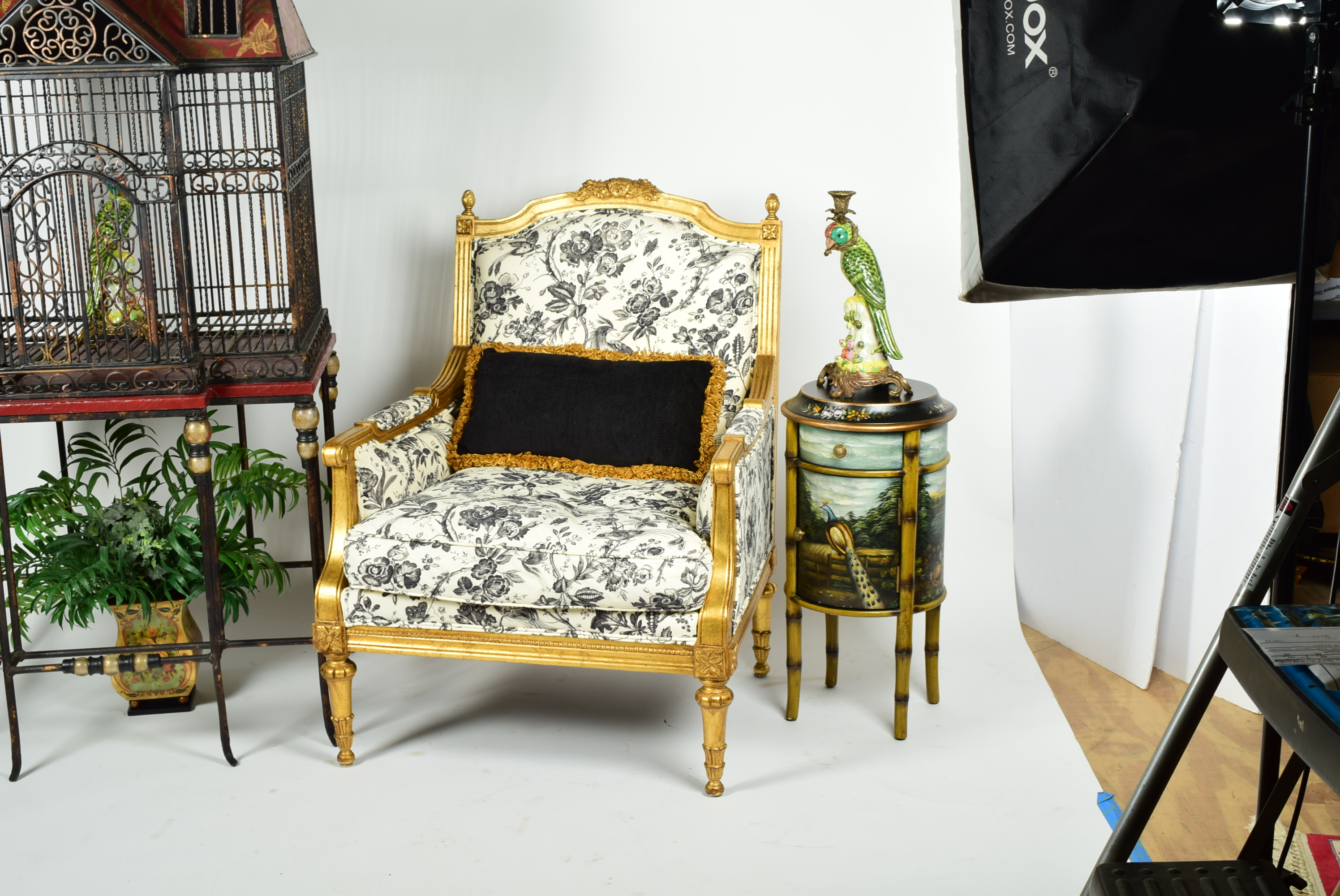 Mark Roberts Ornate Hand-Painted Urn Vase with Faux Floral Arrangement