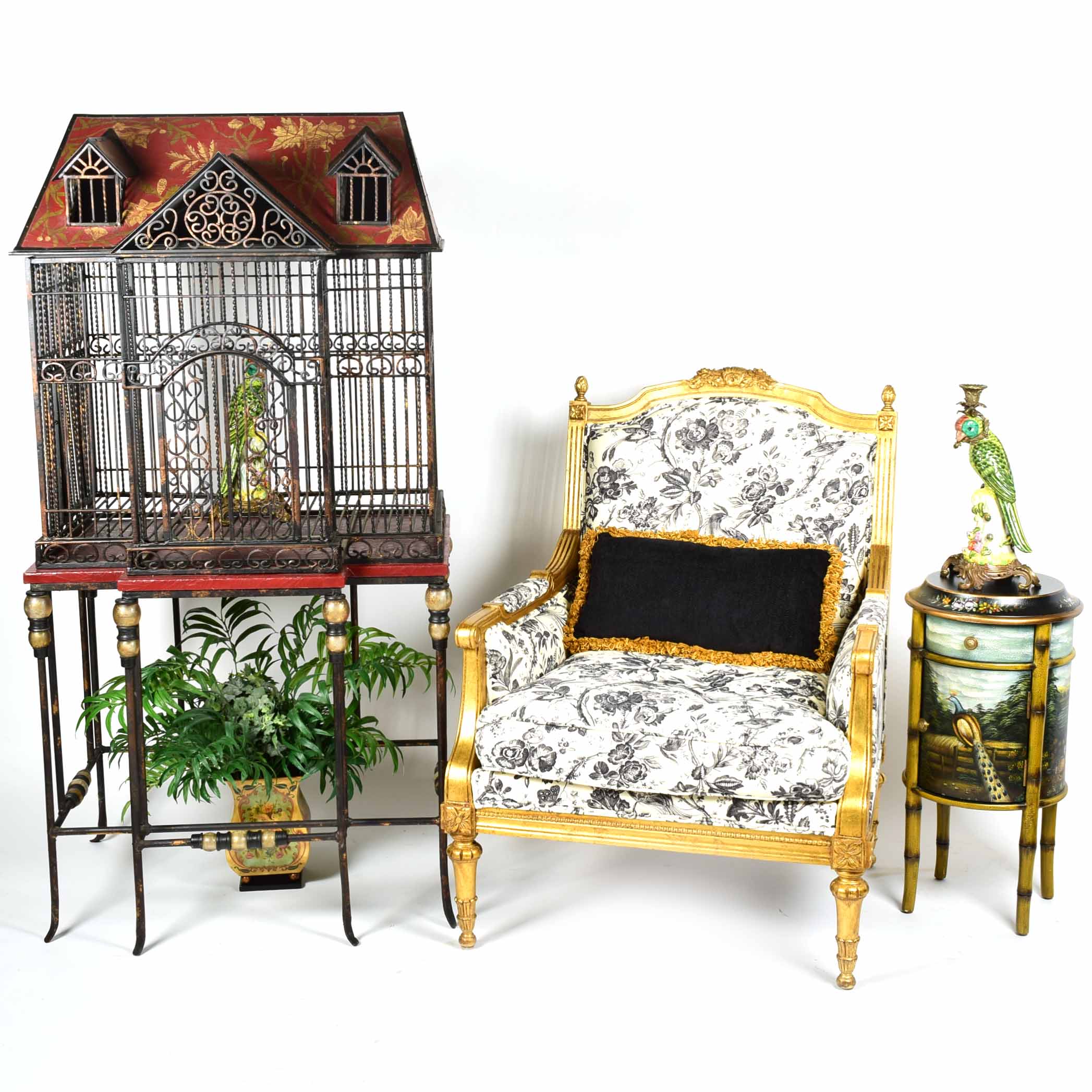 Mark Roberts Ornate Hand-Painted Urn Vase with Faux Floral Arrangement