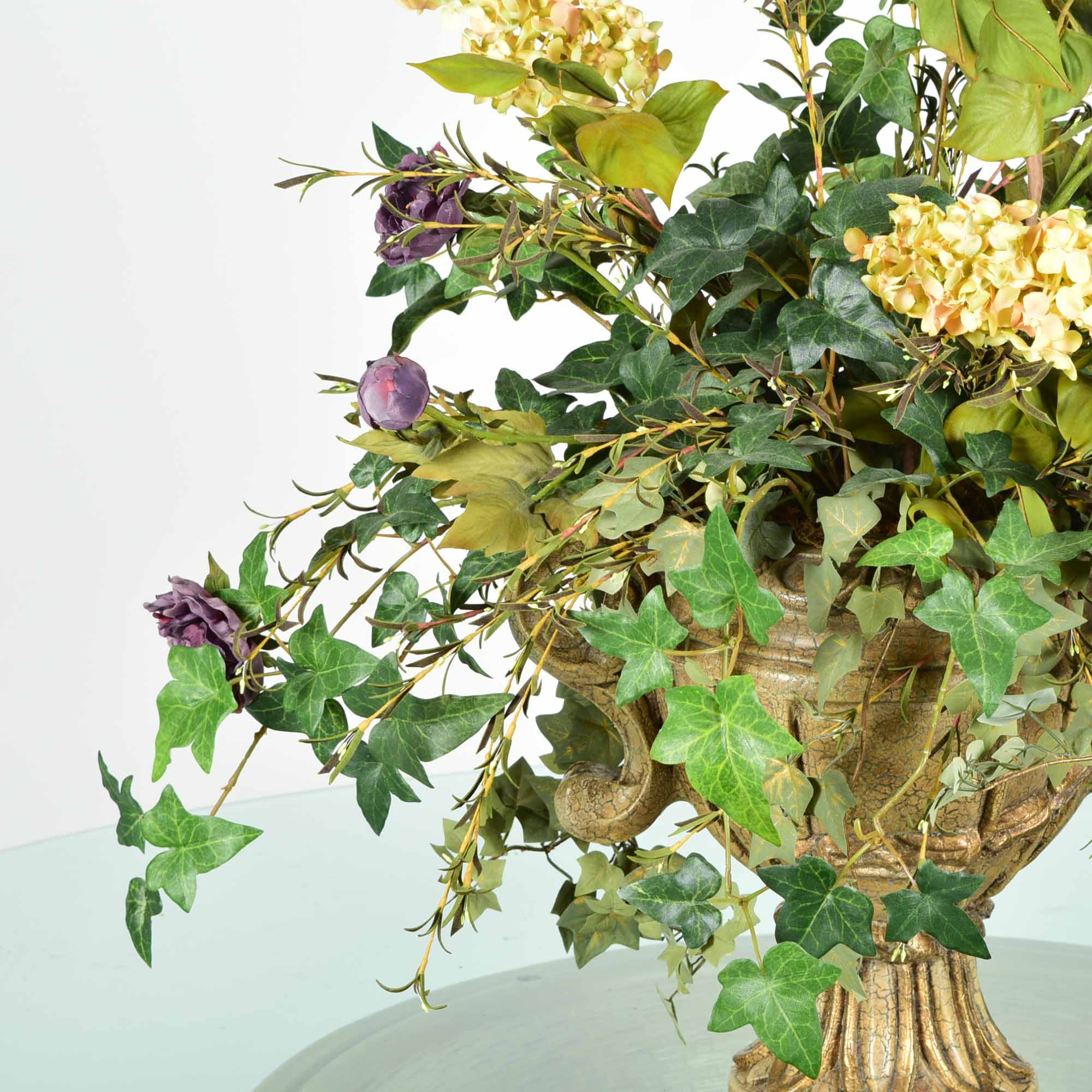 Faux Stone Textured Vase and Faux Flower Arrangment