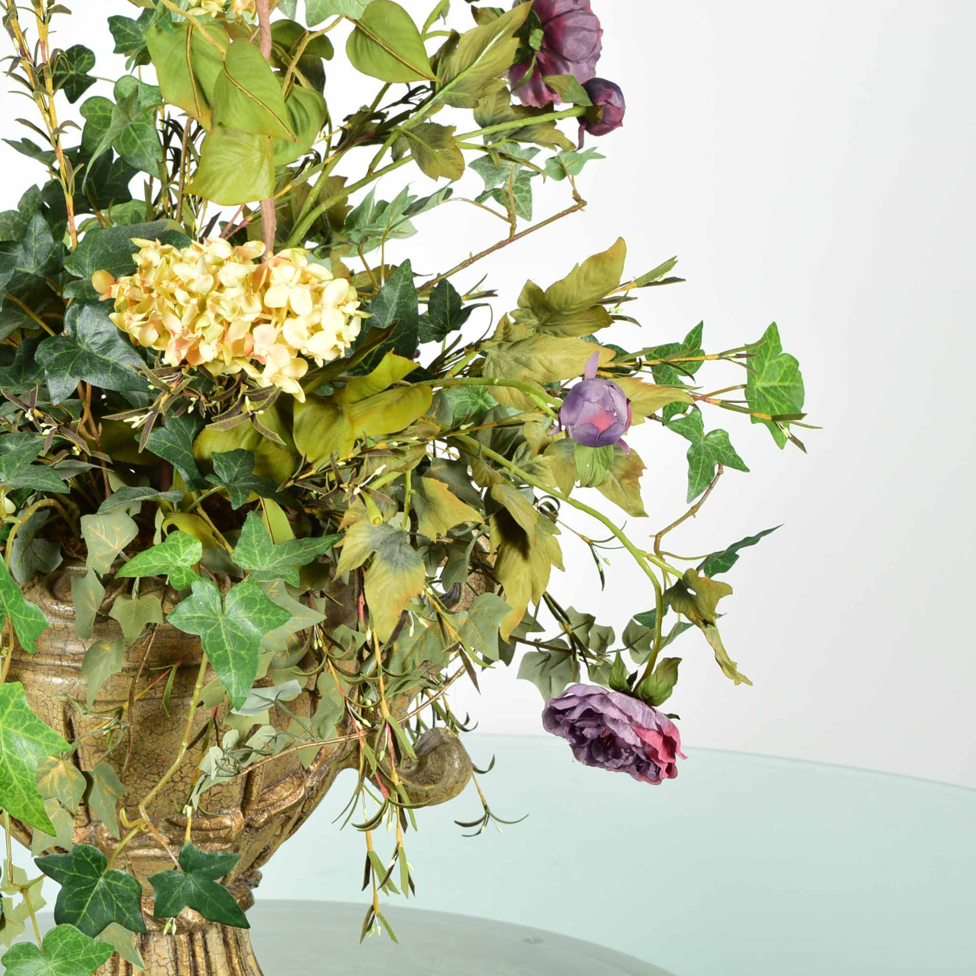 Faux Stone Textured Vase and Faux Flower Arrangment