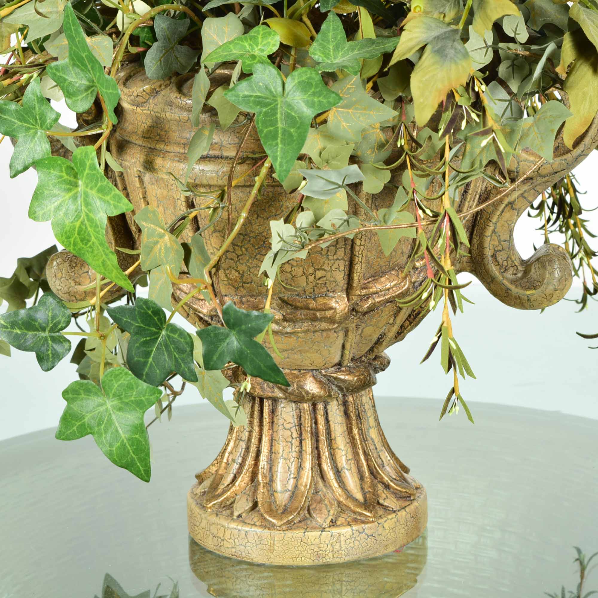 Faux Stone Textured Vase and Faux Flower Arrangment