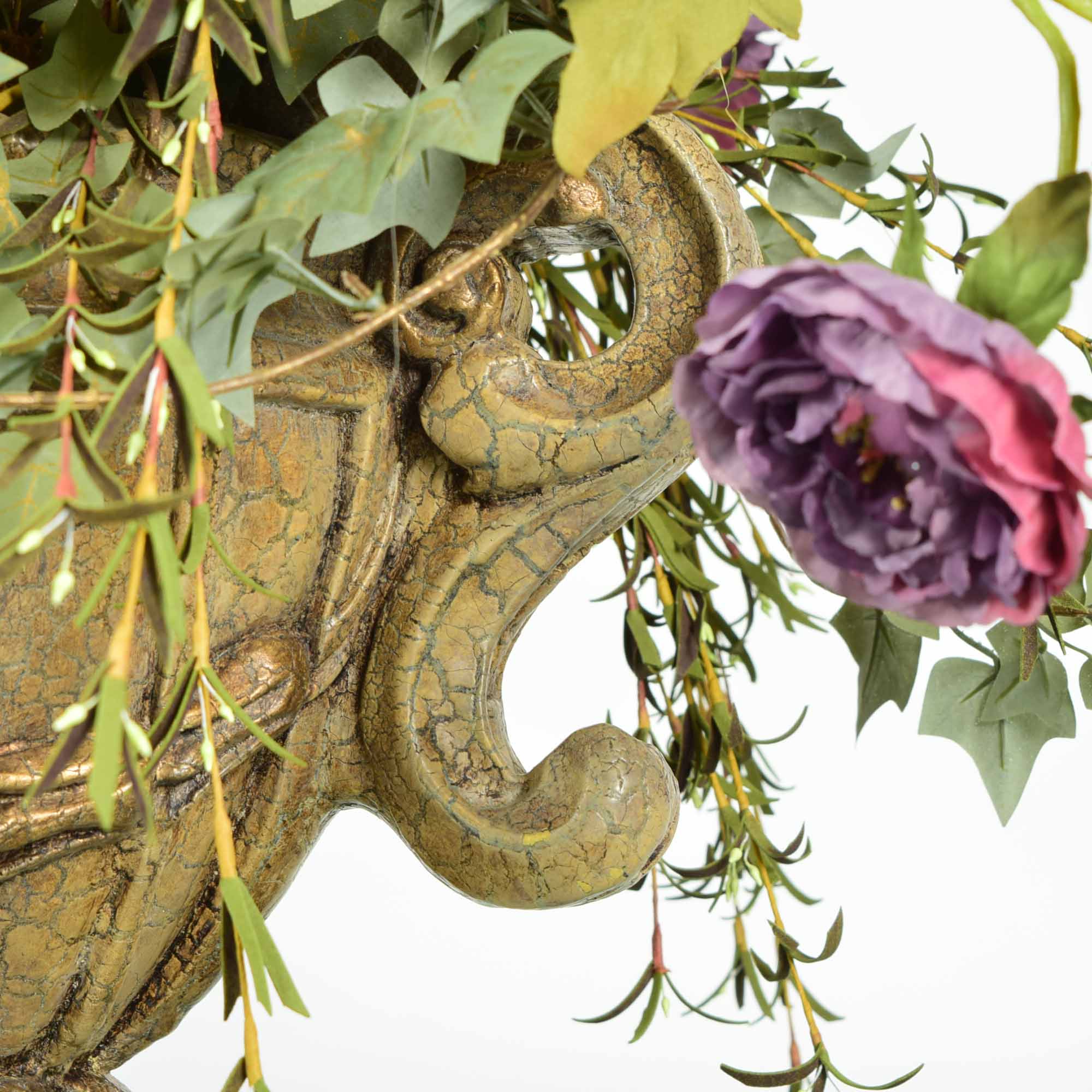 Faux Stone Textured Vase and Faux Flower Arrangment