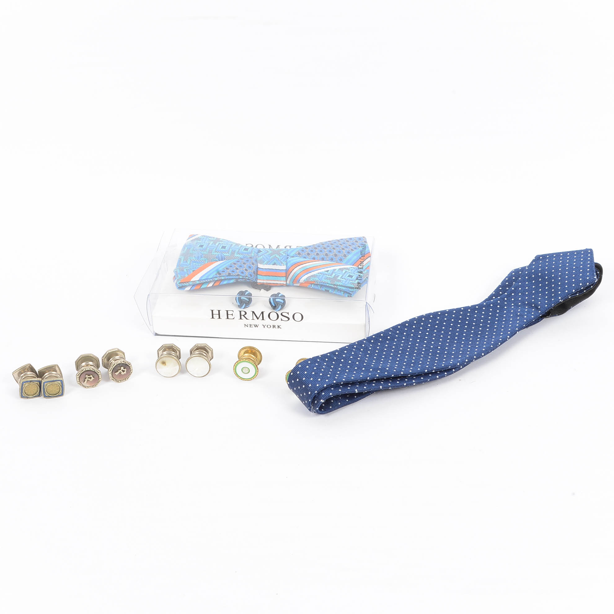 Turn of the Century Kum A Part Cufflinks with Enamel, Seed Pearl, MOP