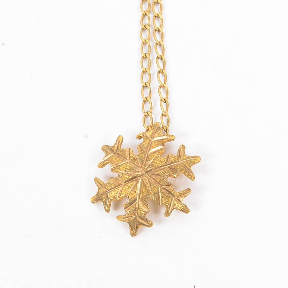 Signed 10 K Vimar Snowflake Pendant on a Gold Filled Chain
