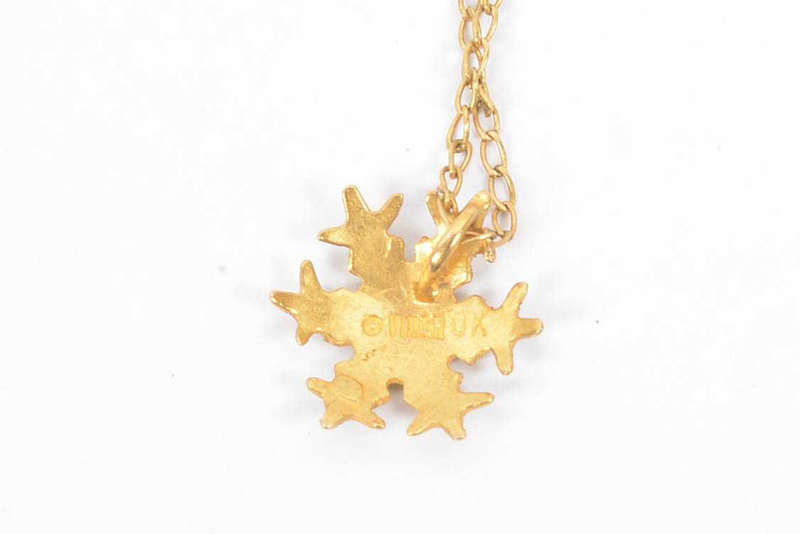 Signed 10 K Vimar Snowflake Pendant on a Gold Filled Chain