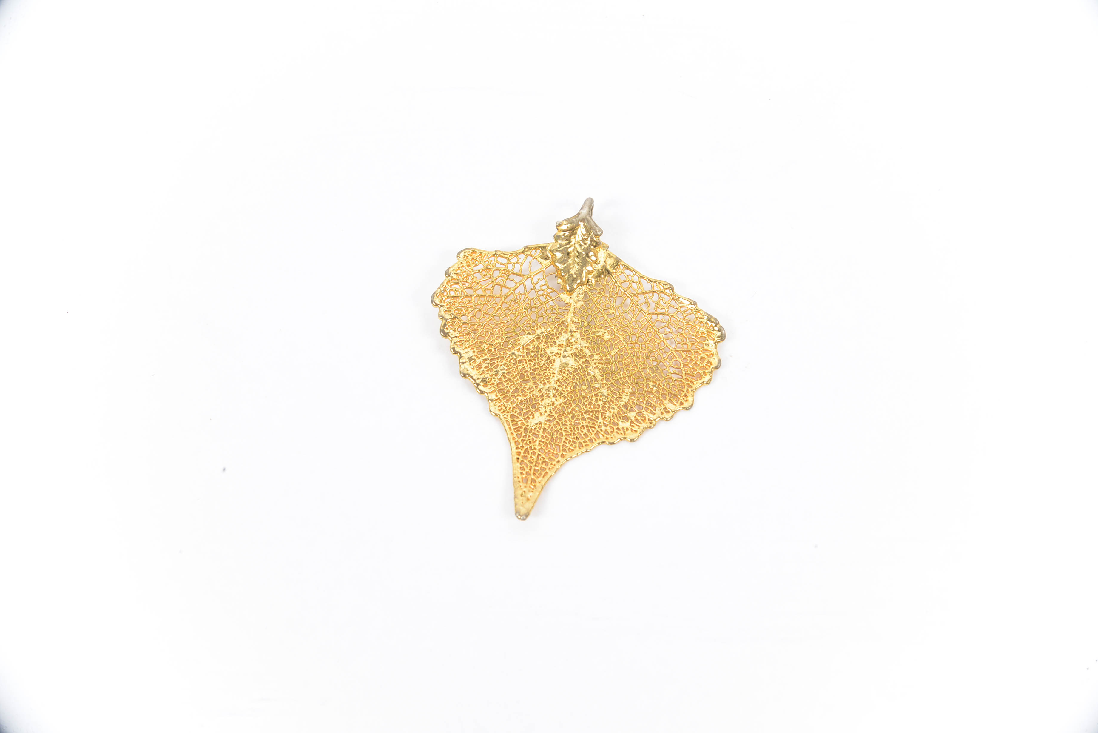 24 K Gold Dipped Natural Leaf Aspen Earrings and Pendant Trio