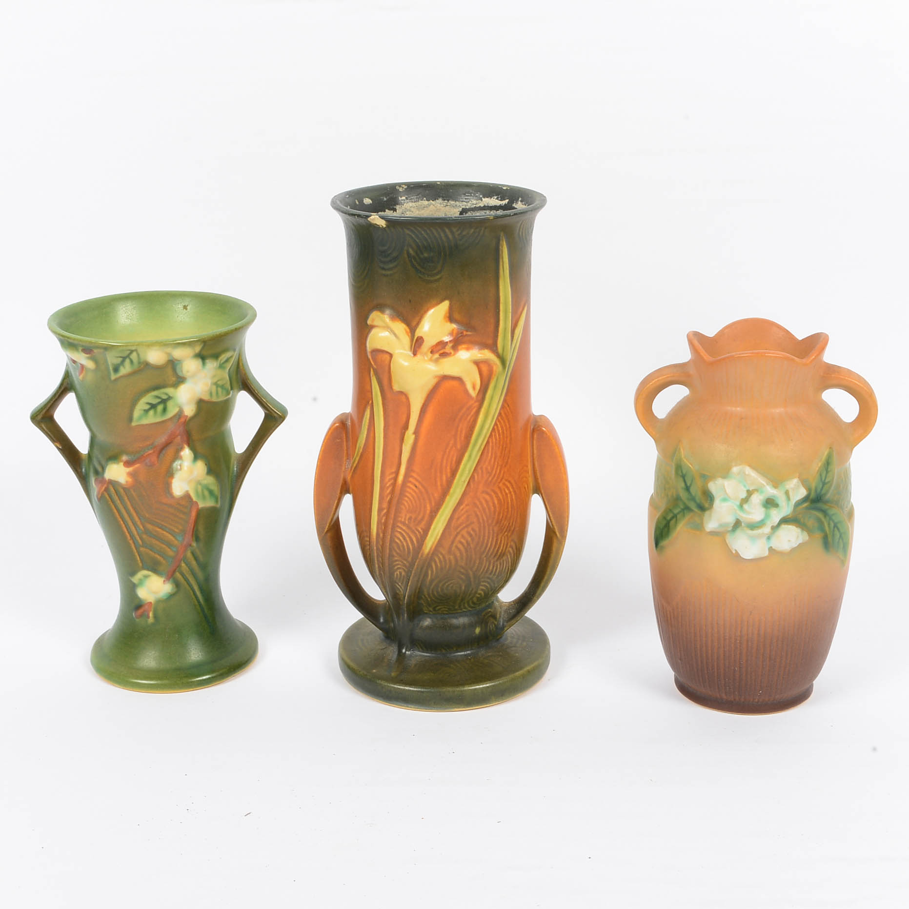 Roseville Pottery Trio - Gardenia, Snowberry and Zephyr Lily