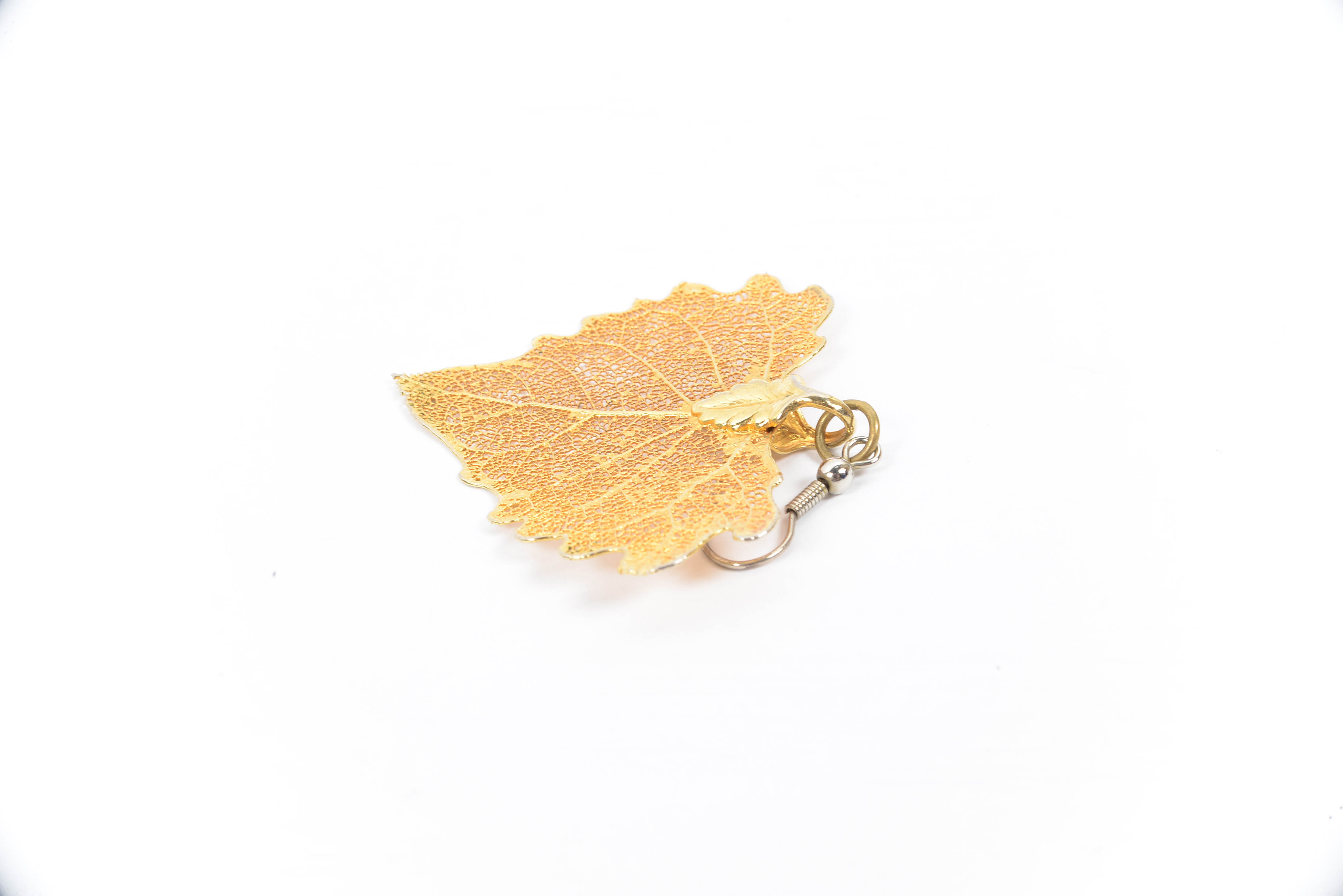 24 K Gold Dipped Natural Leaf Aspen Earrings and Pendant Trio