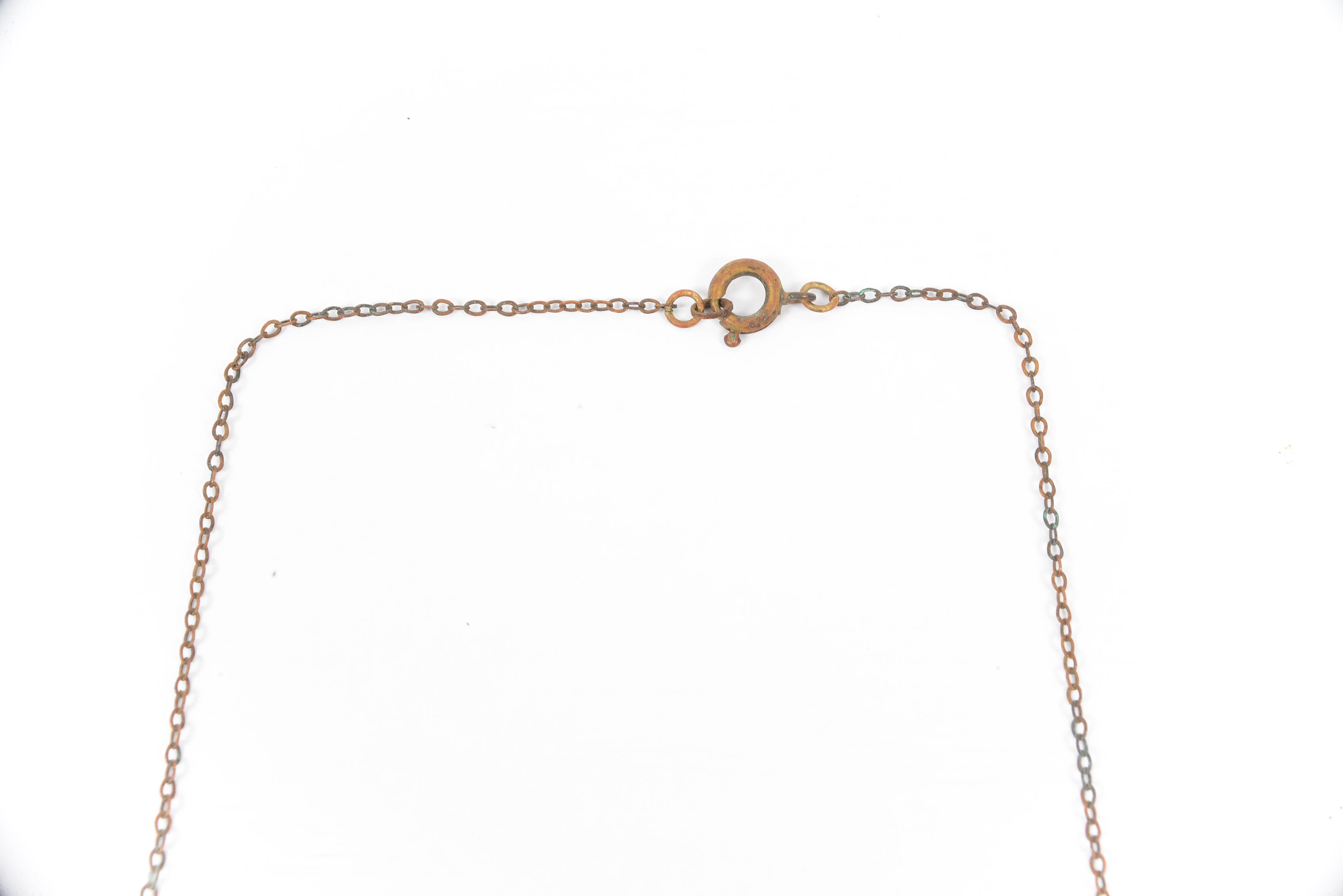 Circa 1930 Copper and Green Peking Glass Station Necklace