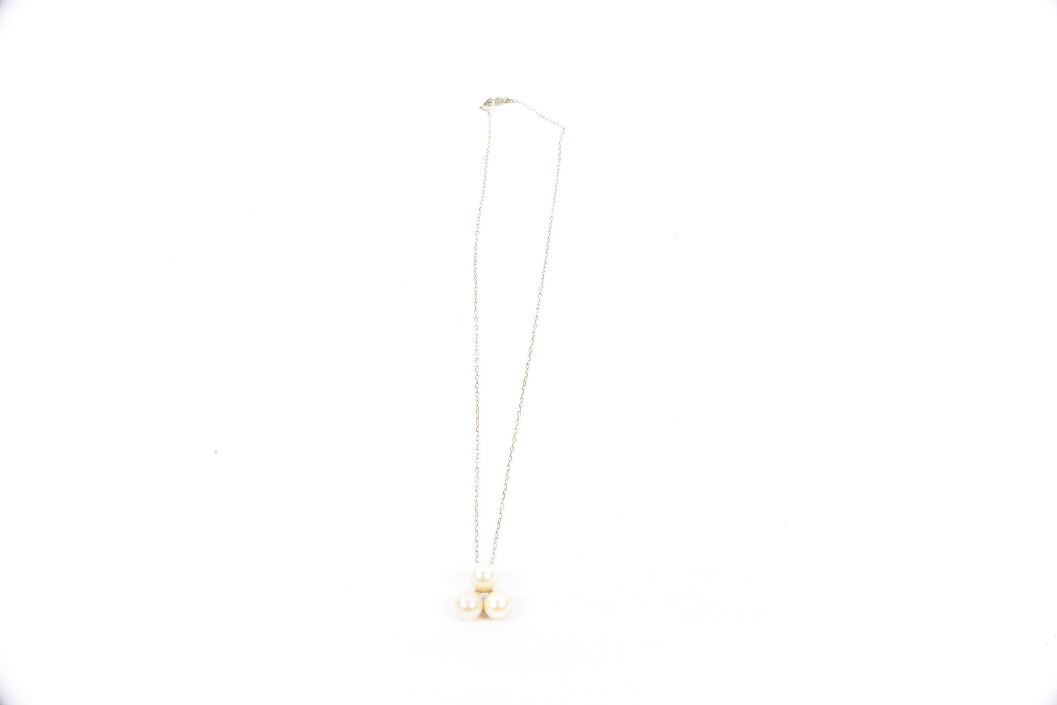 14K Gold Cultra Necklace (1950's) with Cultured Pearl Pendant
