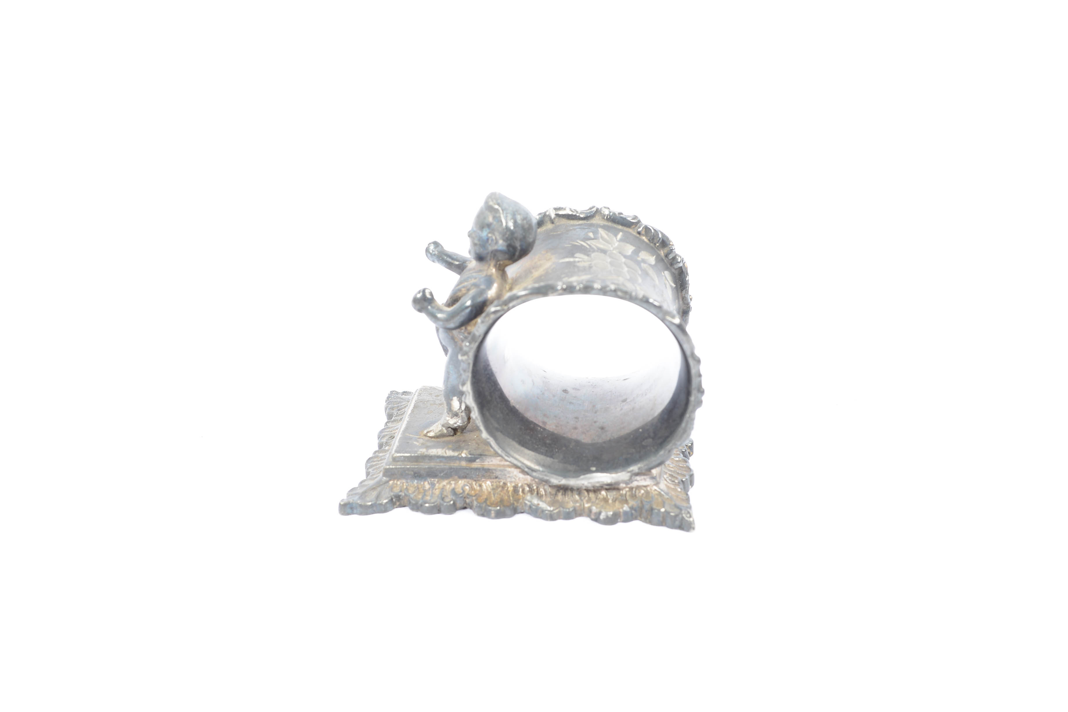 American Victorian ( 1880-1910) Silver -plate Napkin Holder With Cherub