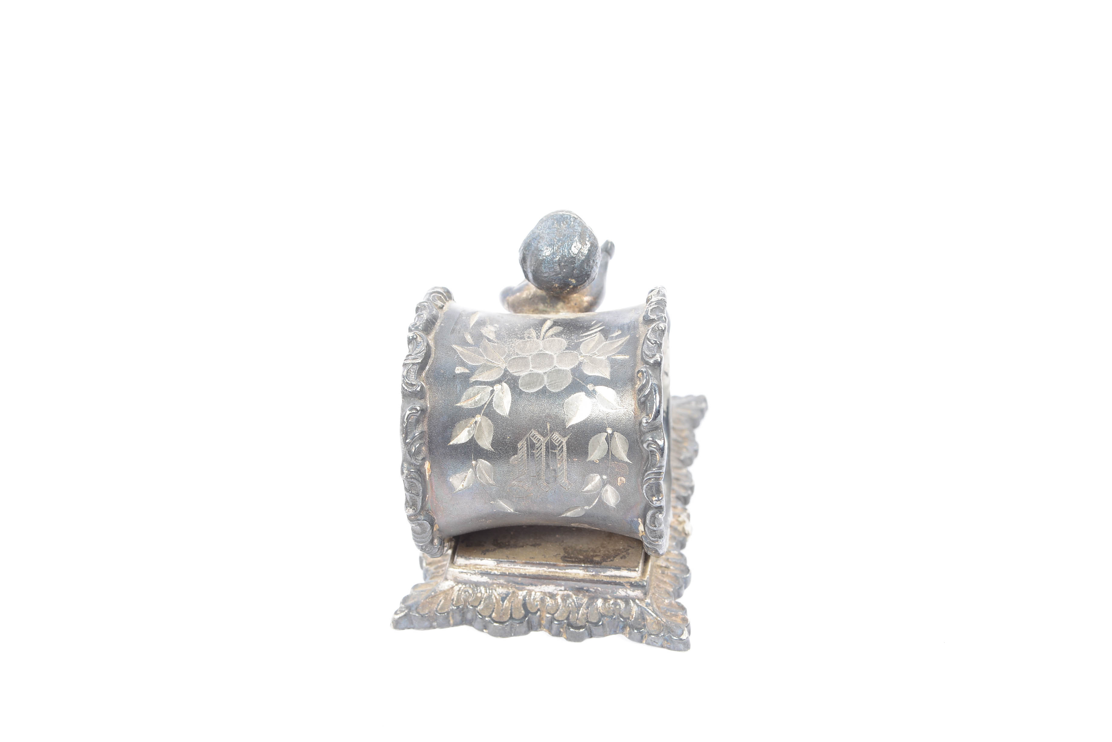 American Victorian ( 1880-1910) Silver -plate Napkin Holder With Cherub