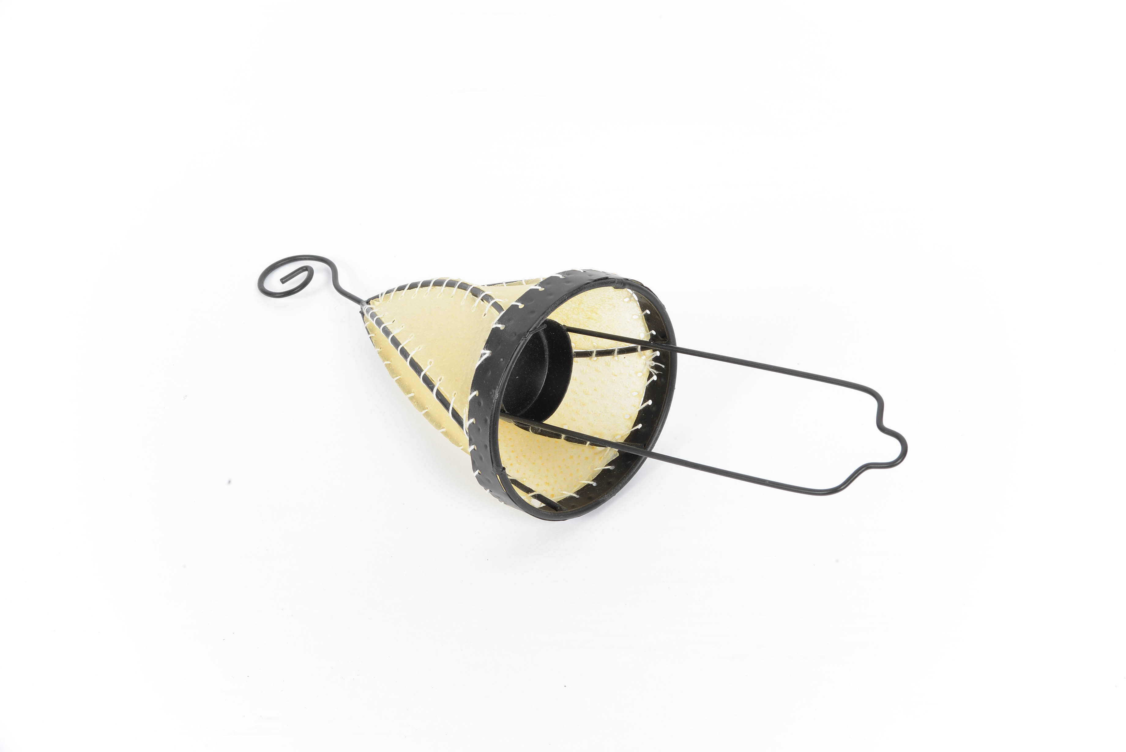 Moroccan Metal and Dyed Goatskin Leather Hanging Votive Holders