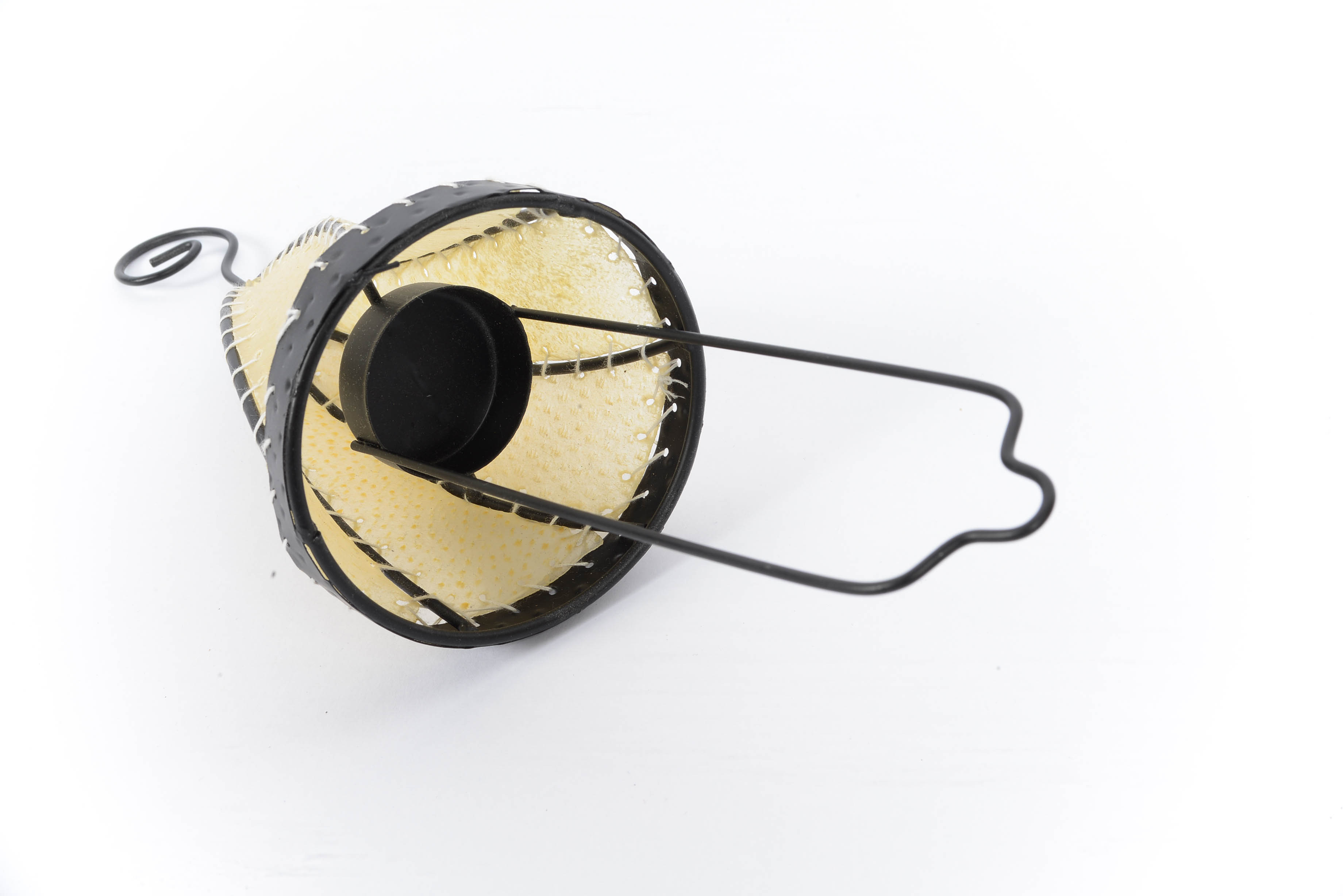 Moroccan Metal and Dyed Goatskin Leather Hanging Votive Holders