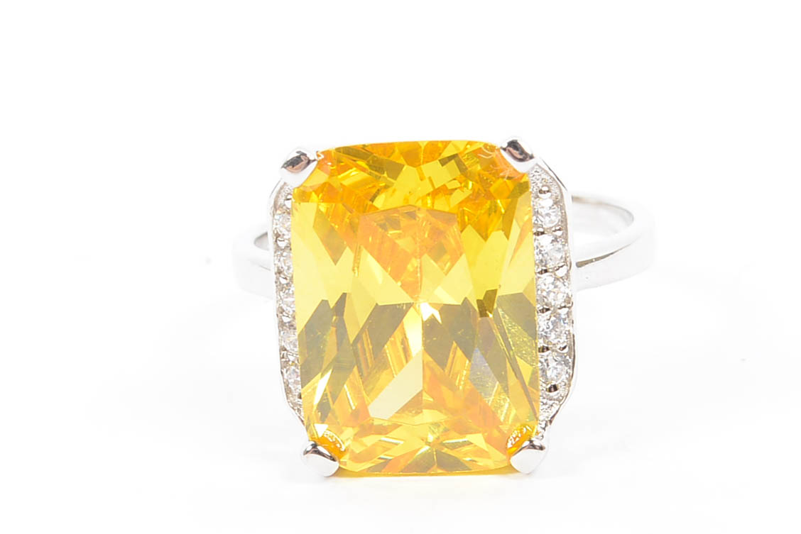 Sterling Silver Brazilian Gold Citrine 8.0 Carat Ring