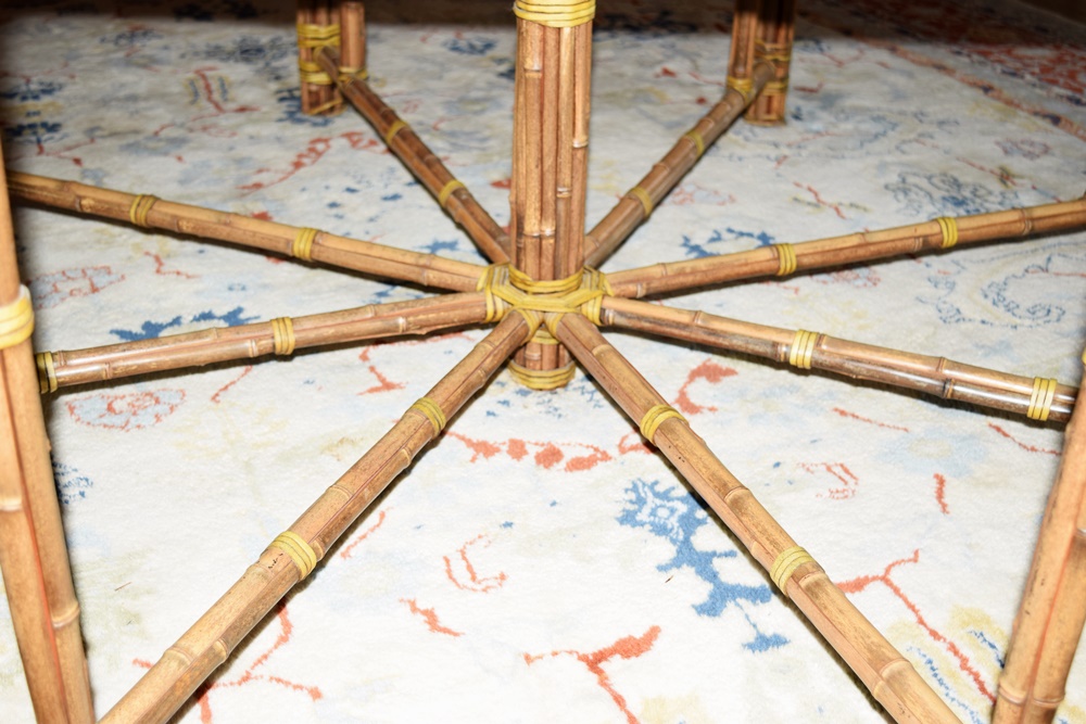 McGuire Octagonal Bamboo Dining Table with Beveled Glass Top