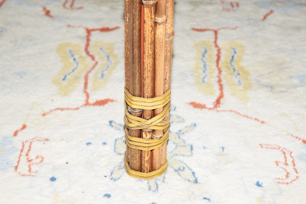 McGuire Octagonal Bamboo Dining Table with Beveled Glass Top