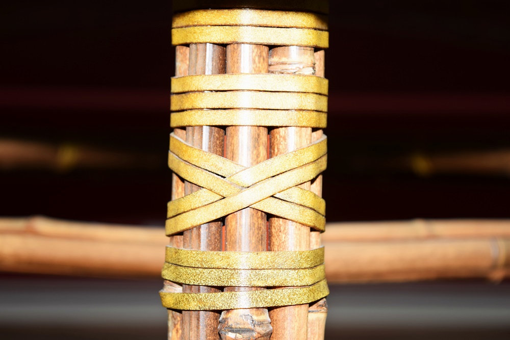 McGuire Octagonal Bamboo Dining Table with Beveled Glass Top