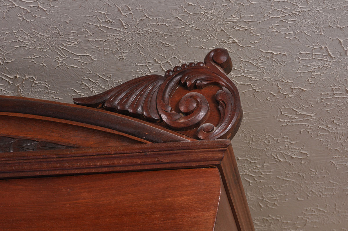 Antique Empire Mahogany Veneer King Size Canopy Bed