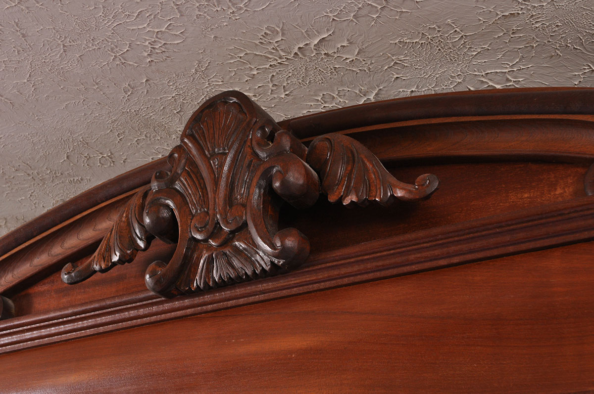 Antique Empire Mahogany Veneer King Size Canopy Bed