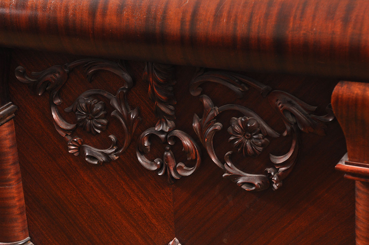 Antique Empire Mahogany Veneer King Size Canopy Bed