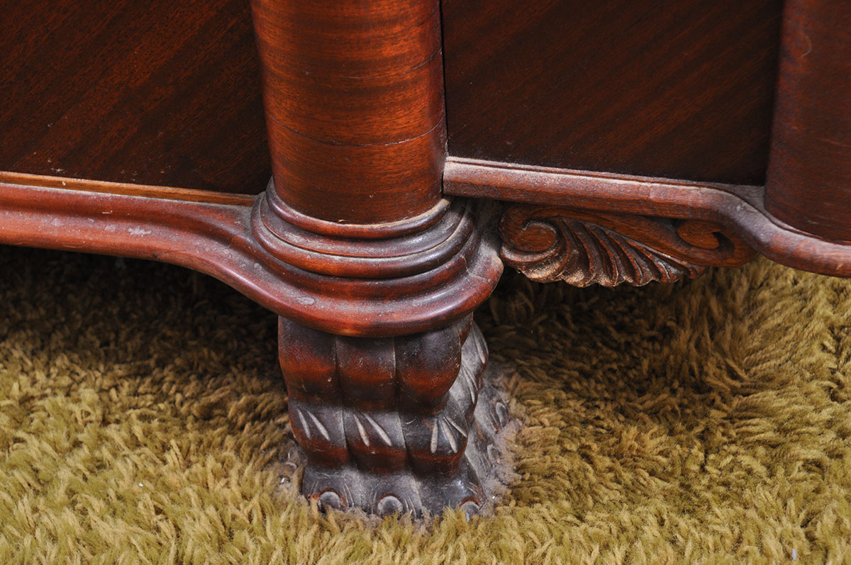 Antique Empire Mahogany Veneer King Size Canopy Bed