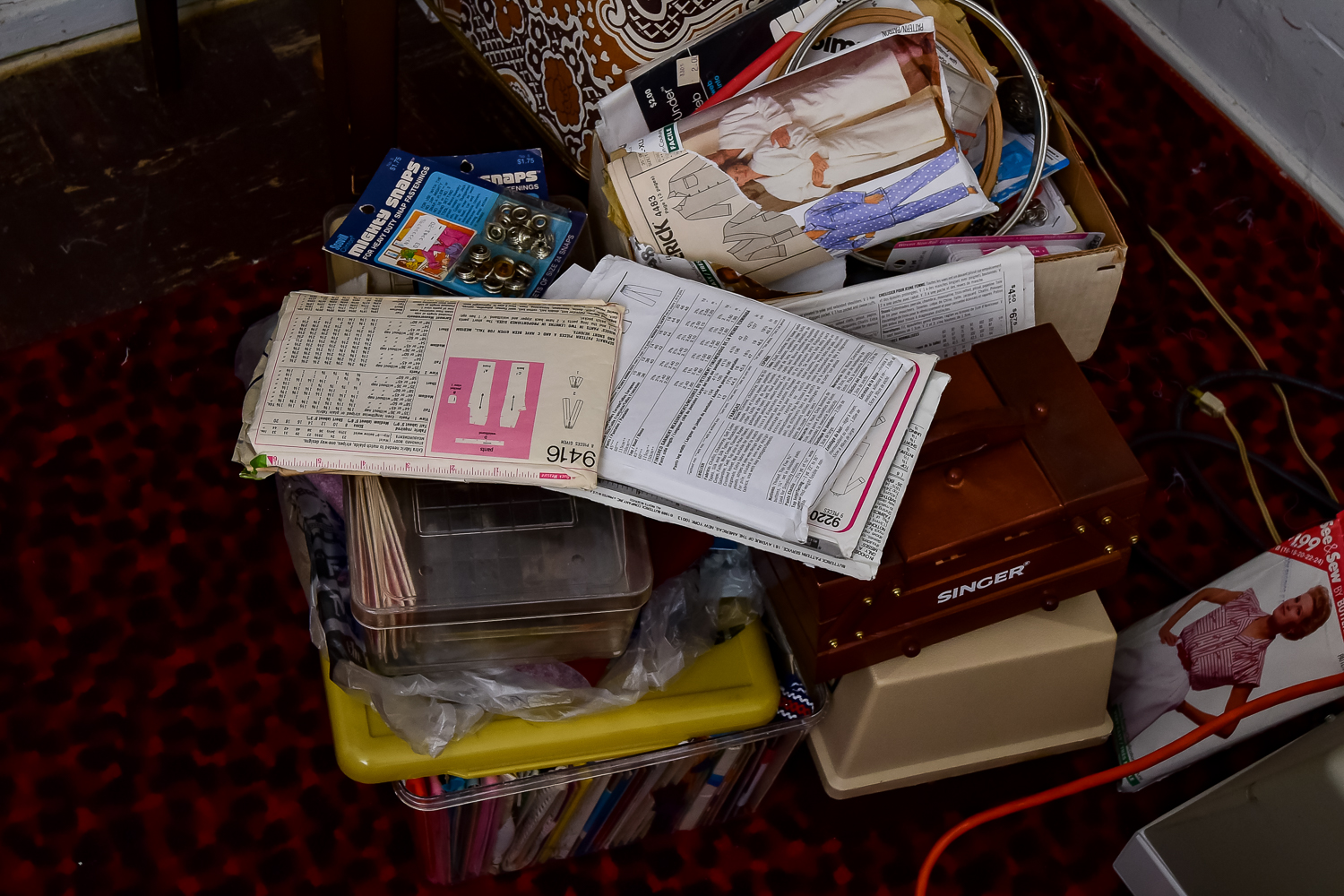 Kenmore Sewing Machine, Wood Cabinet, and Accessories