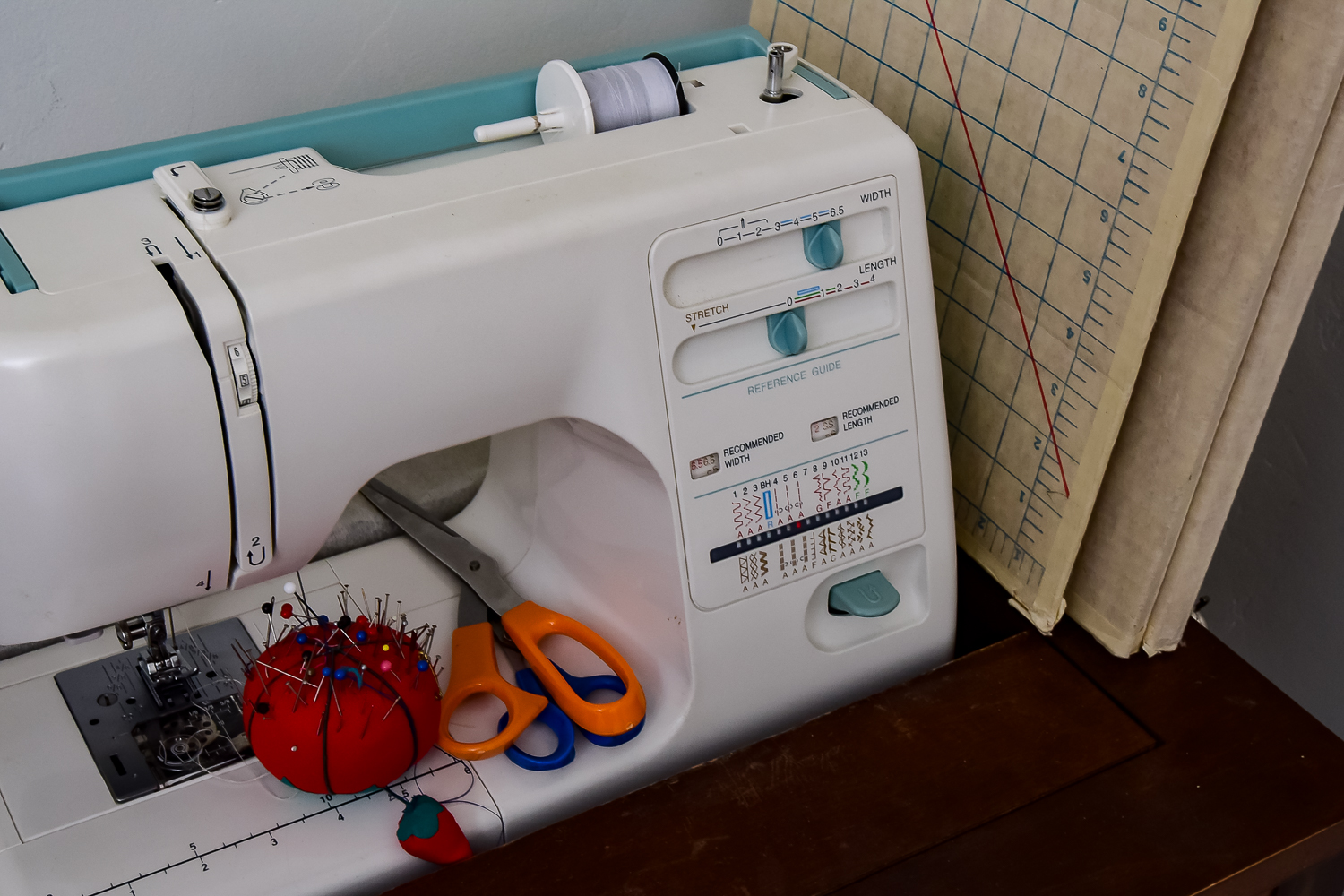 Kenmore Sewing Machine, Wood Cabinet, and Accessories