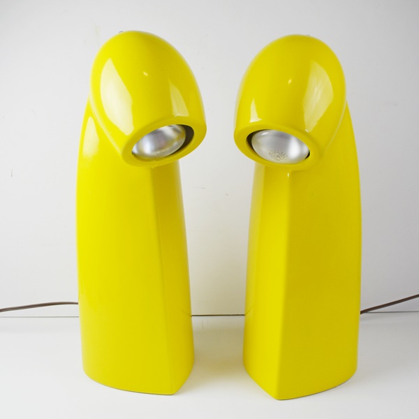 Pair of Mid Century Modern Yellow Table Lamps