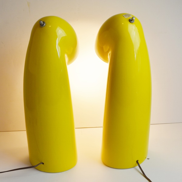 Pair of Mid Century Modern Yellow Table Lamps