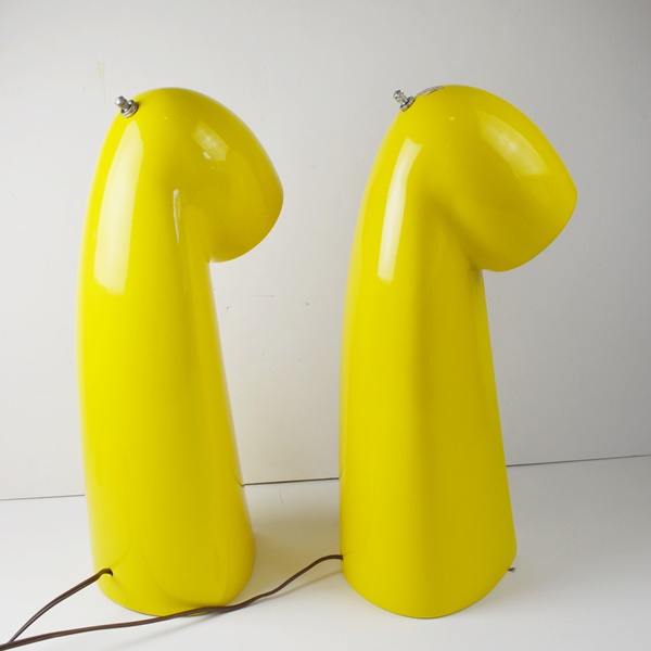 Pair of Mid Century Modern Yellow Table Lamps