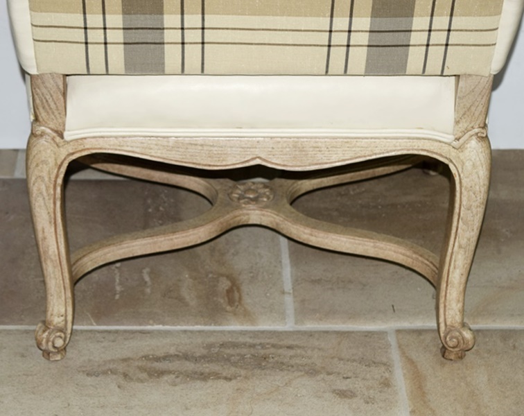 Pair of Custom Designed Bergere Style Chairs in Generous Proportions, Upholstered in Ivory Leather