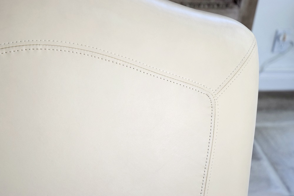 Pair of Custom Designed Bergere Style Chairs in Generous Proportions, Upholstered in Ivory Leather