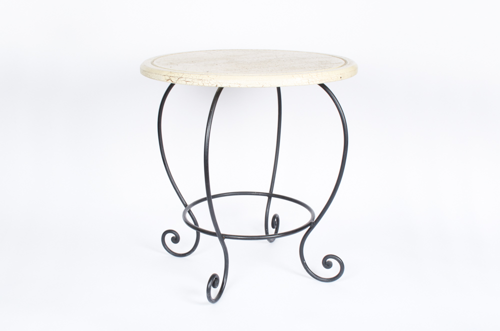 Wrought Iron Table and Lamp