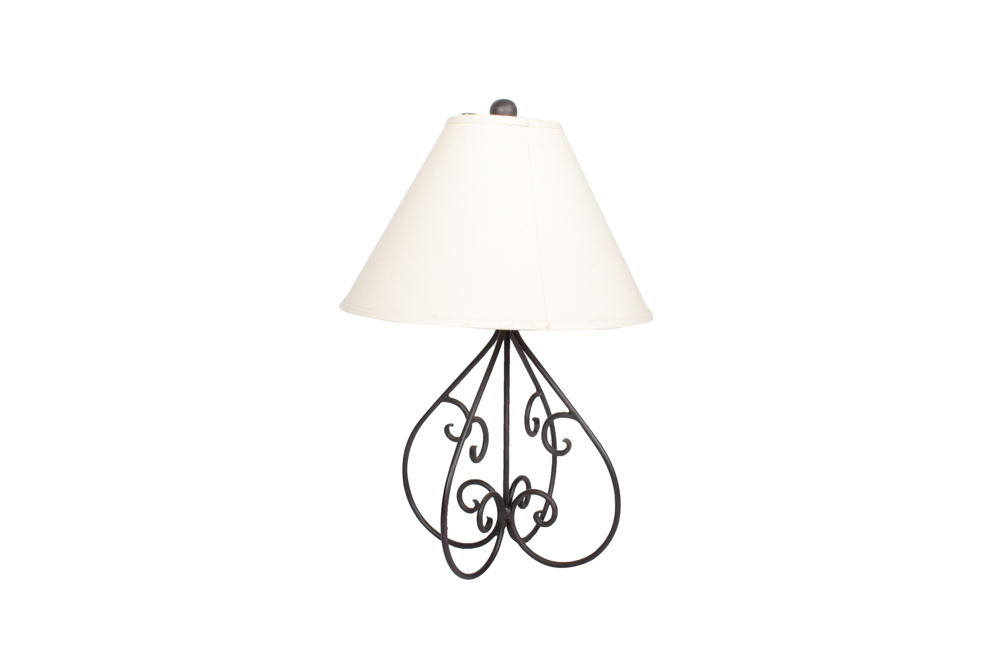 Wrought Iron Table and Lamp